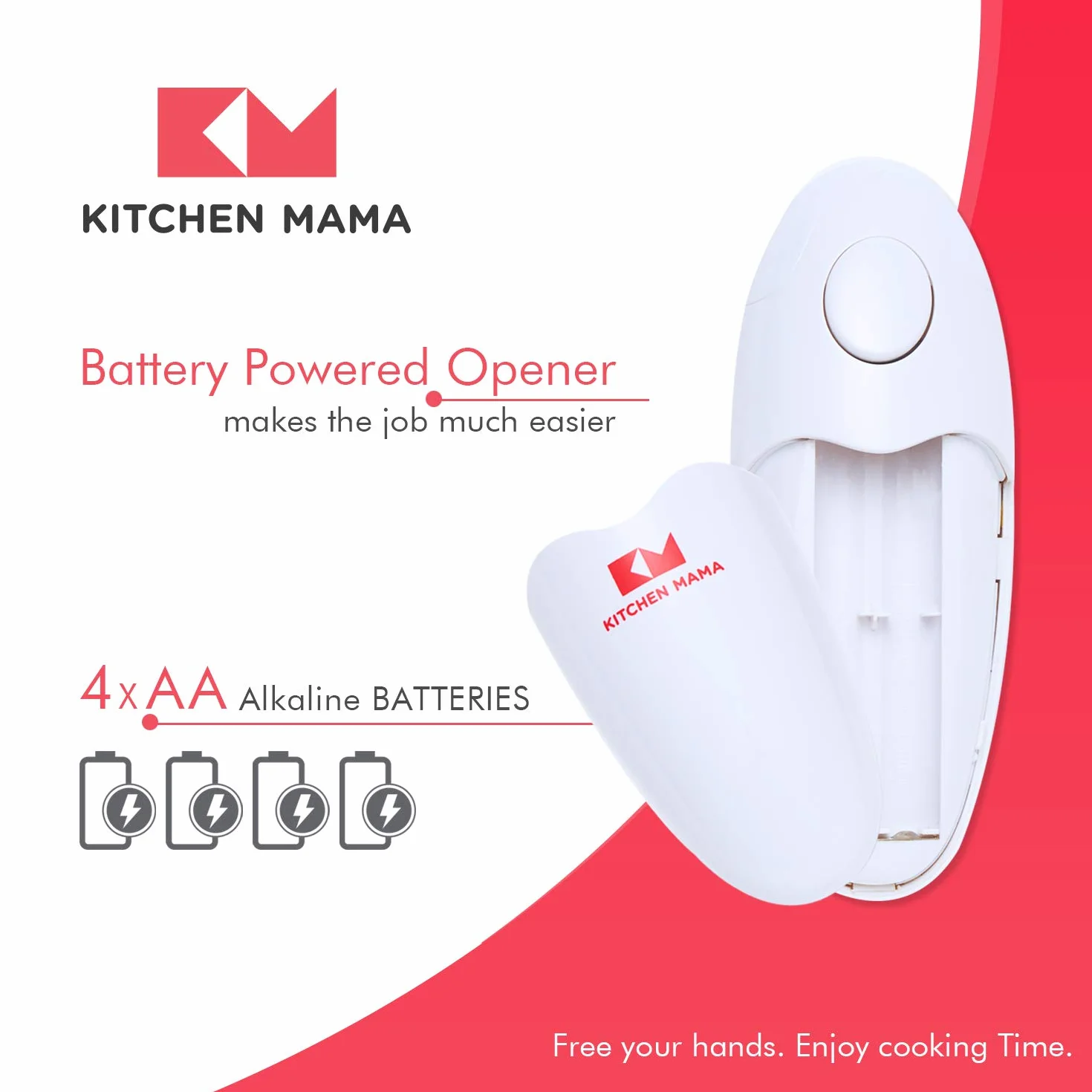 Apriscatole Elettrico Auto Kitchen Mama Automatico a Mani Libere a Batteria Bianco