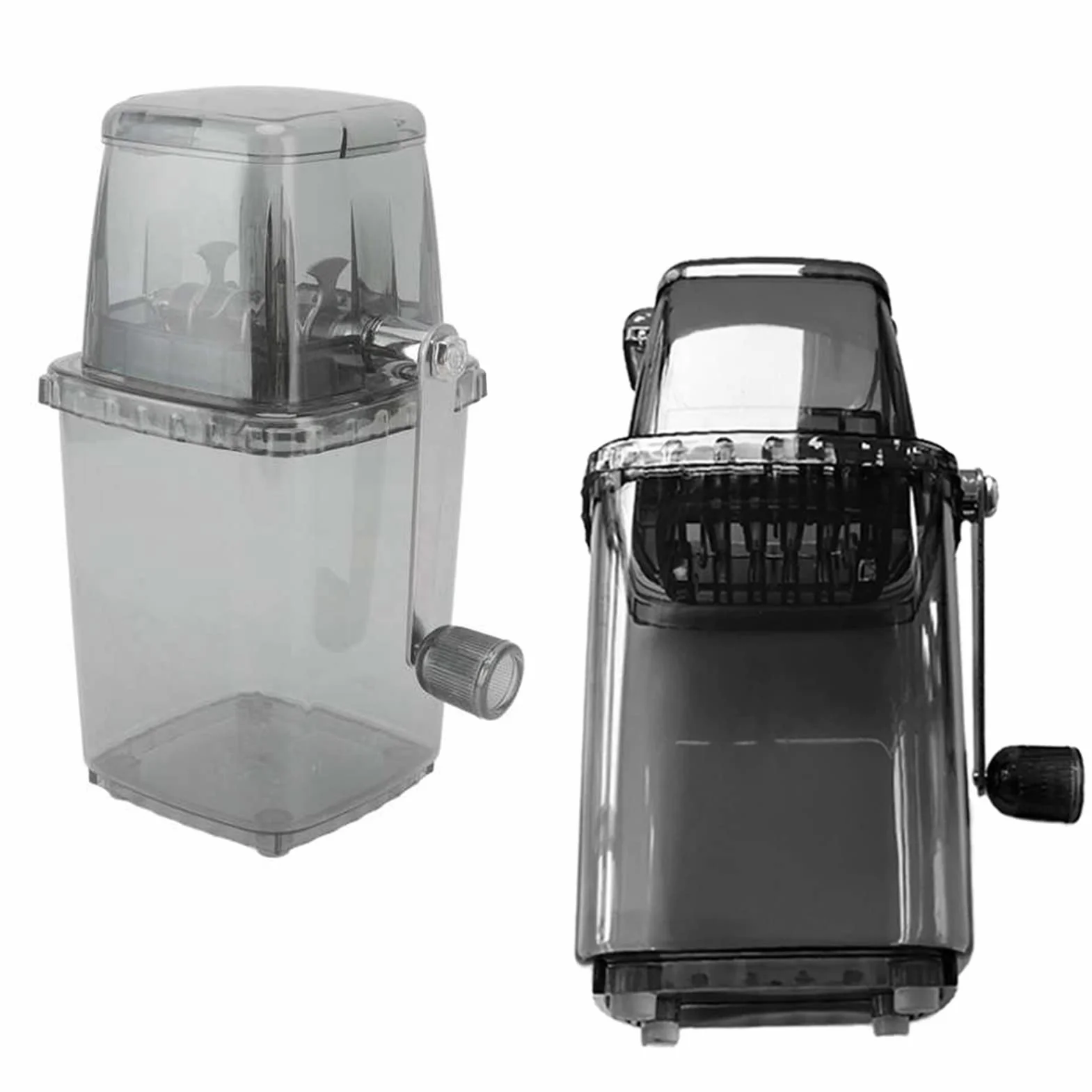 Tritaghiaccio da 1,25 litri, tritaghiaccio manuale portatile, tritaghiaccio con lame in acciaio inossidabile, tritaghiaccio per ghiaccio tritato domestico (Nero trasparente)