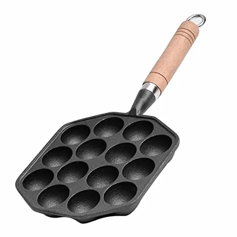 Ghisa Antiaderente Fori Takoyaki Pan con Manico Staccabile per Aebleskivers Pancake Home