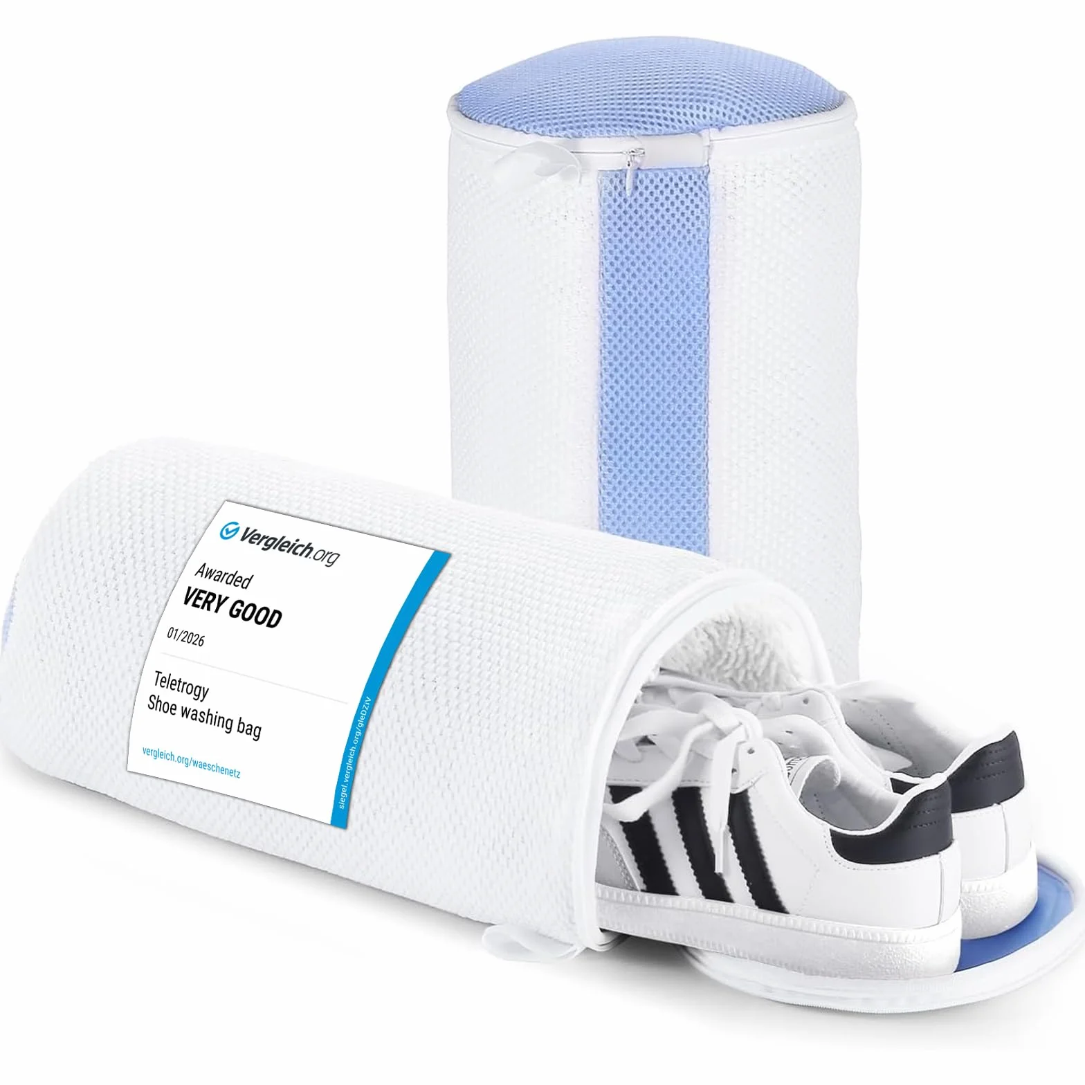 Teletrogy 2 Pezzi Sacchetti per Scarpe Lavanderia con Cerniera Nascosta, Riutilizzabile, Bianco