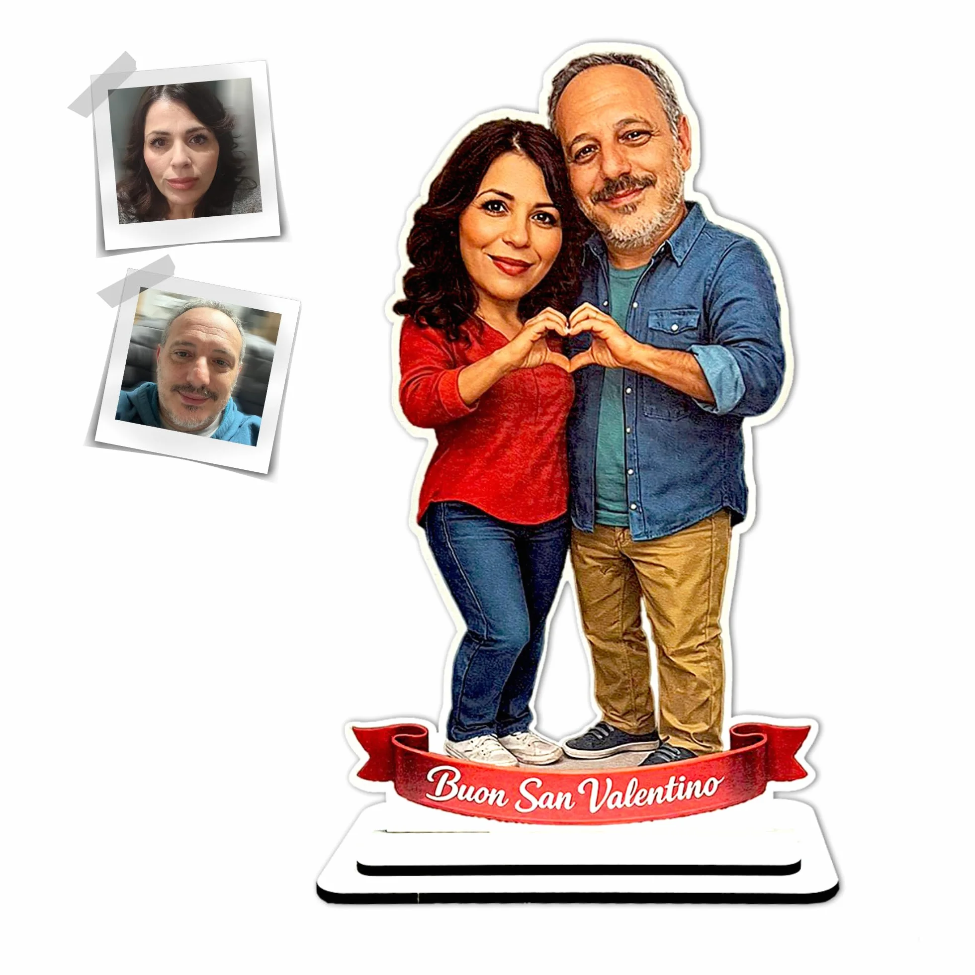 Vestipassioni Statuina Personalizzata Coppia con Foto MDF 30 cm Decorazione Frase Personalizzabile Made in Italy
