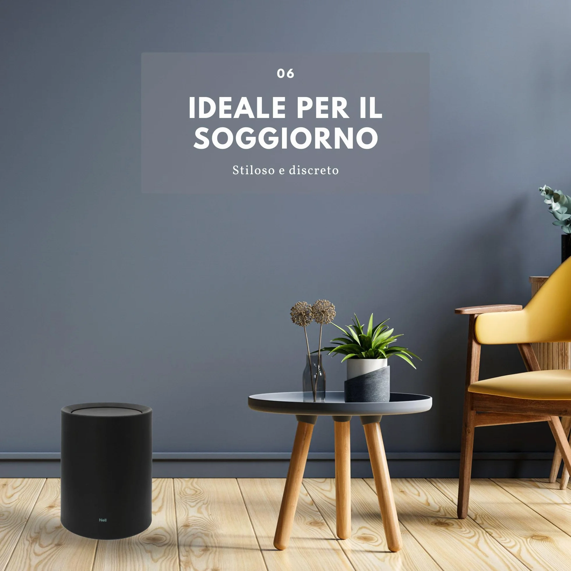 Nell Pattumiera da Ufficio 8L Nero Opaco Coperchio Basculante Cestino Gettacarte Plastica Resistente