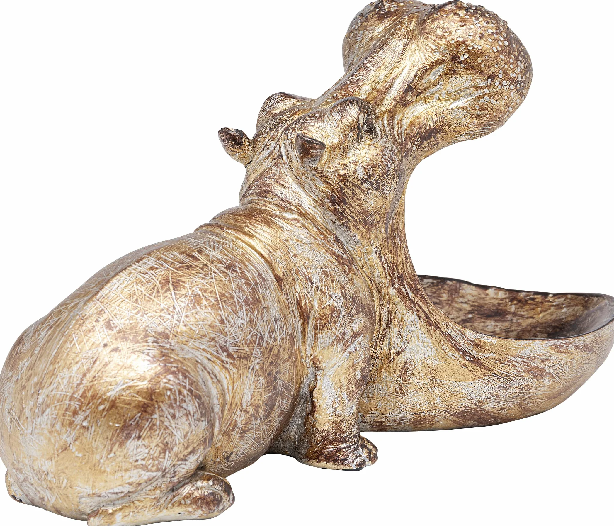 Design figura decorativa Hungry Hippo bronzo 17x15x27 cm poggiaoggetti portacaramelle
