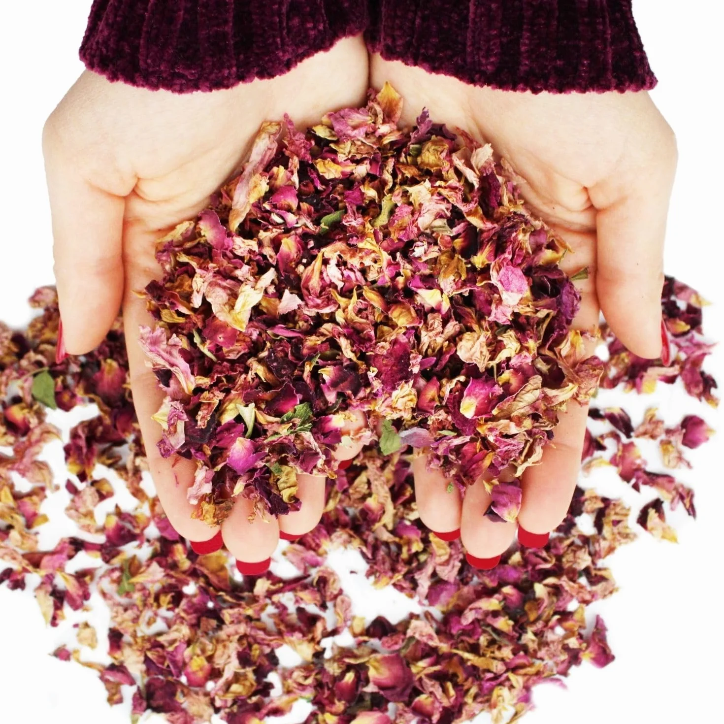CULTIVEA Vassoio 36 sacchetti fiori secchi naturali Rose Decorazione matrimonio Coriandoli Petali rosa essiccati