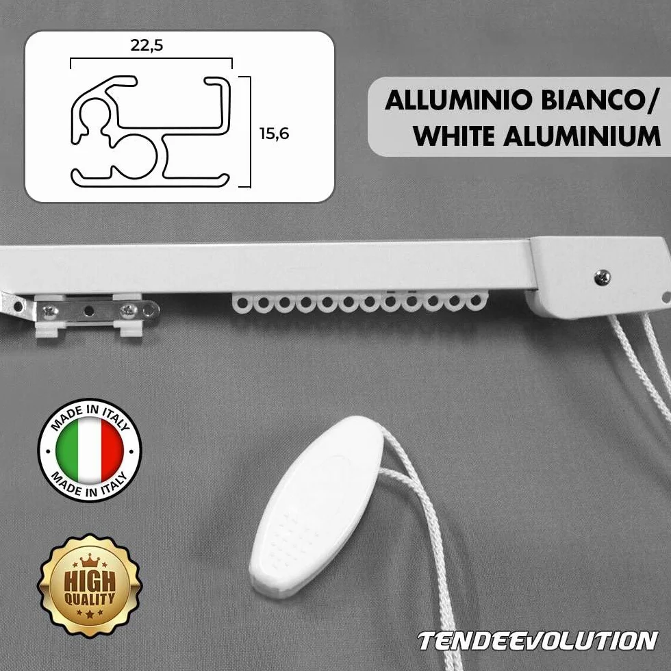 Binario Tenda Soffitto Lineare in Alluminio Bianco 150 CM
