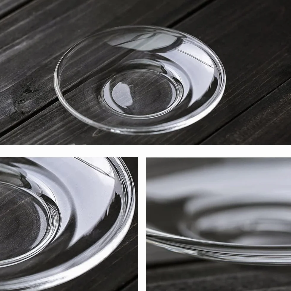 12cm Piattino Vetro Set di 4 Adatta Perfettamente per la Tazza Vetro, Set di 4 Piattino Grande