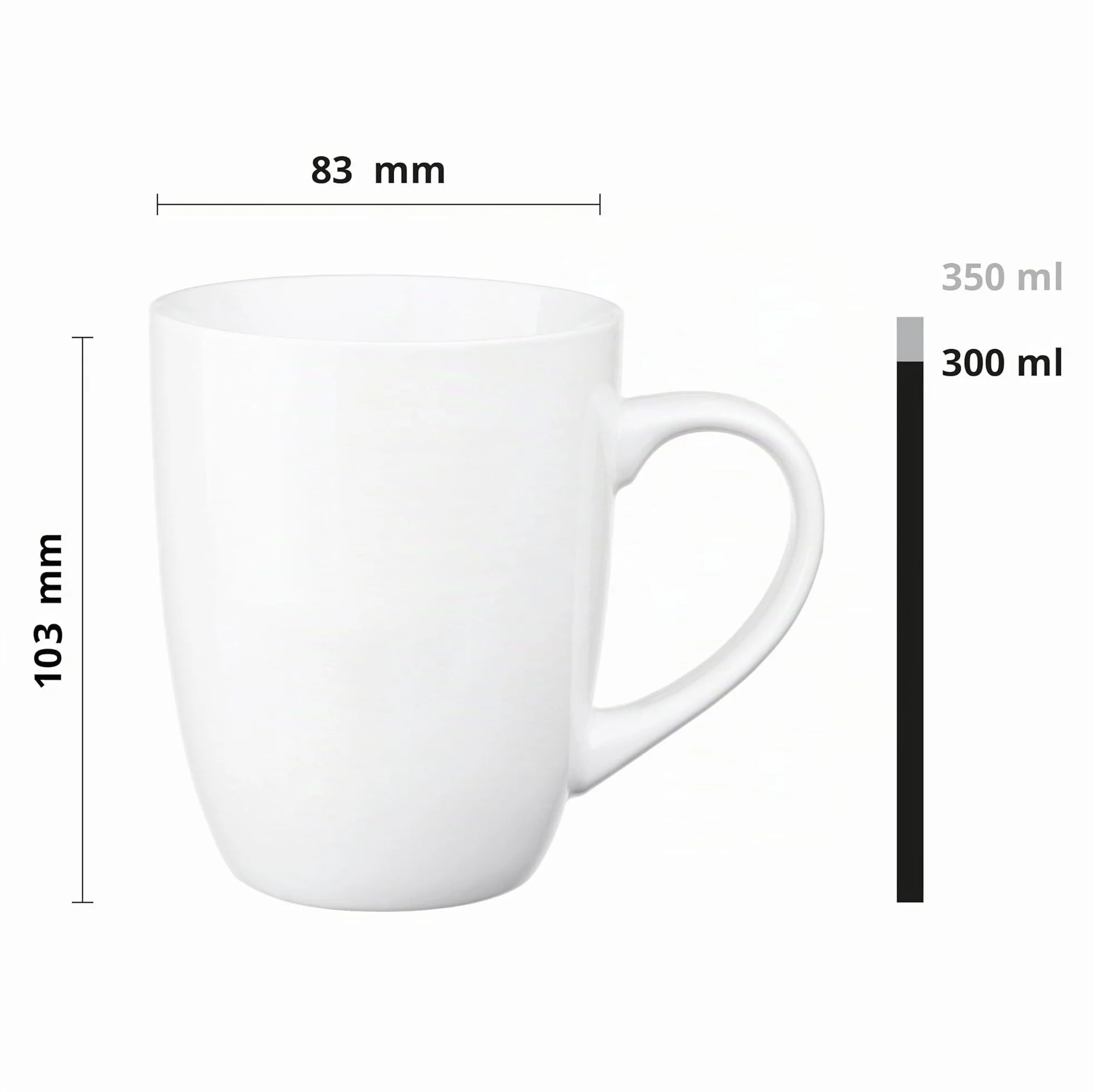 Glasmark Krosno Set di 6 tazze da caffè in ceramica 300 ml Bianco