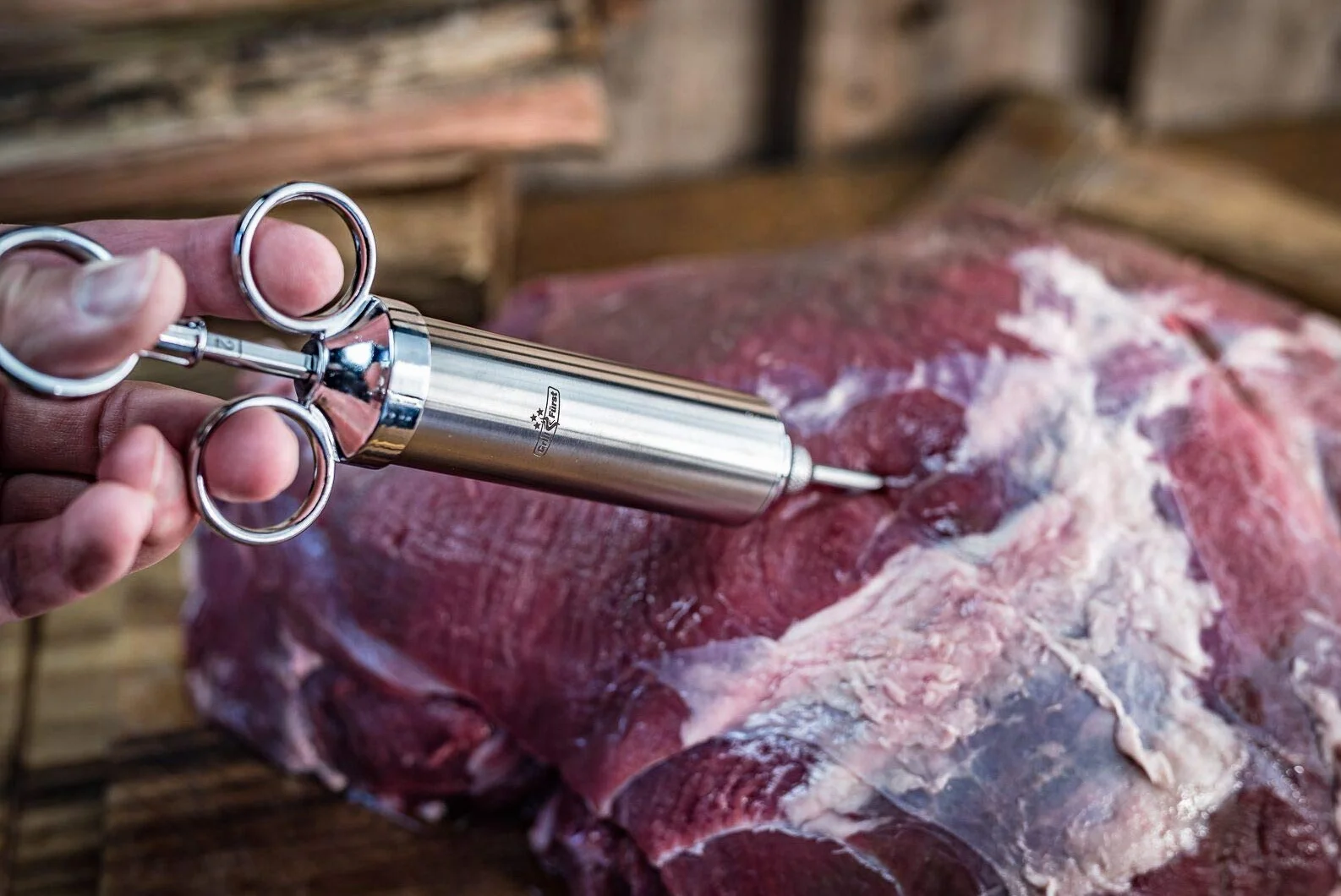 Grillfürst siringa per marinate in Acciaio Inox 60 ml Set 3 Aghi per arrosti BBQ