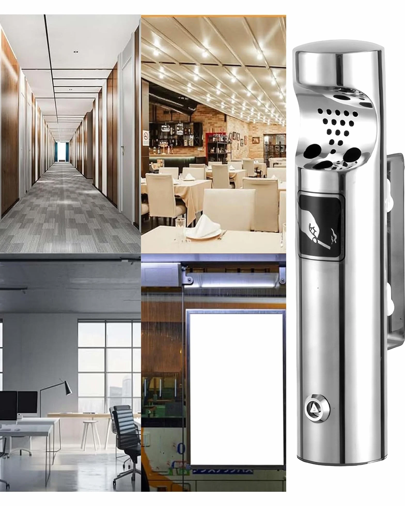 Posacenere da parete in acciaio inox per esterni, set con chiave