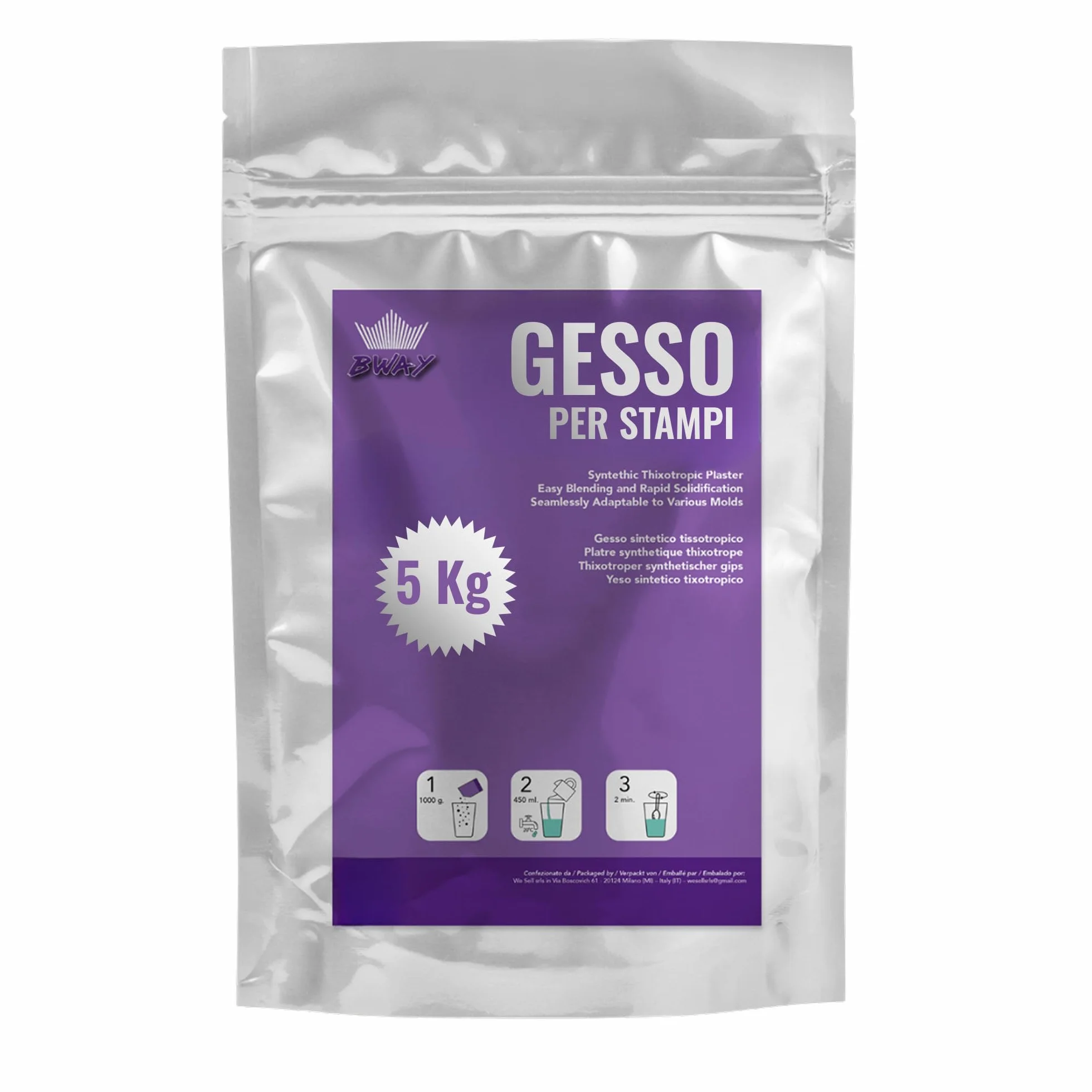 BWAY Gesso per Stampi in Polvere di Ceramica Bianca 5 kg