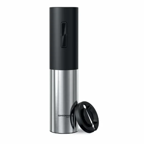 Ghidini Italy 1850 Levatappi Elettrico Ricaricabile USB-C Cavatappi Tagliacapsule Acciaio Inox 4,8x21cm