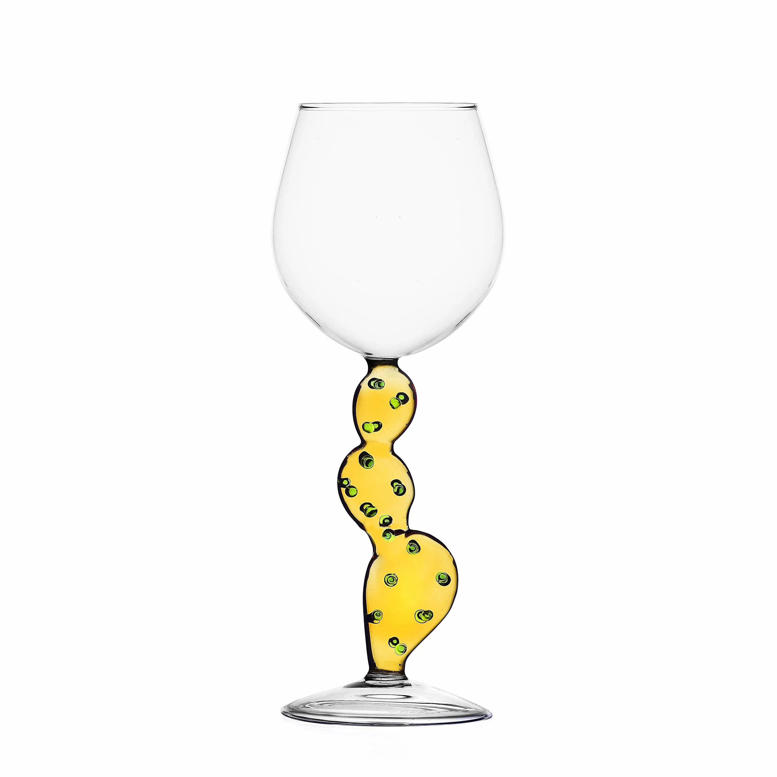 Ichendorf Milano Calice Vino Cactus Giallo | Collezione Desert Plants | 35 cl | Vetro Borosilicato | Fatto a Mano