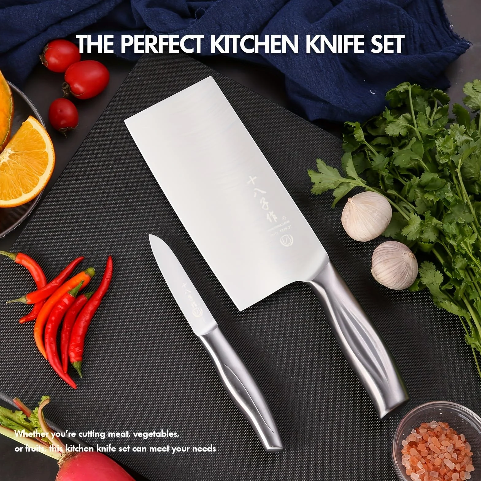 SHI BA ZI ZUO Mannaia Cinese Coltello da Cucina Argento YZH001