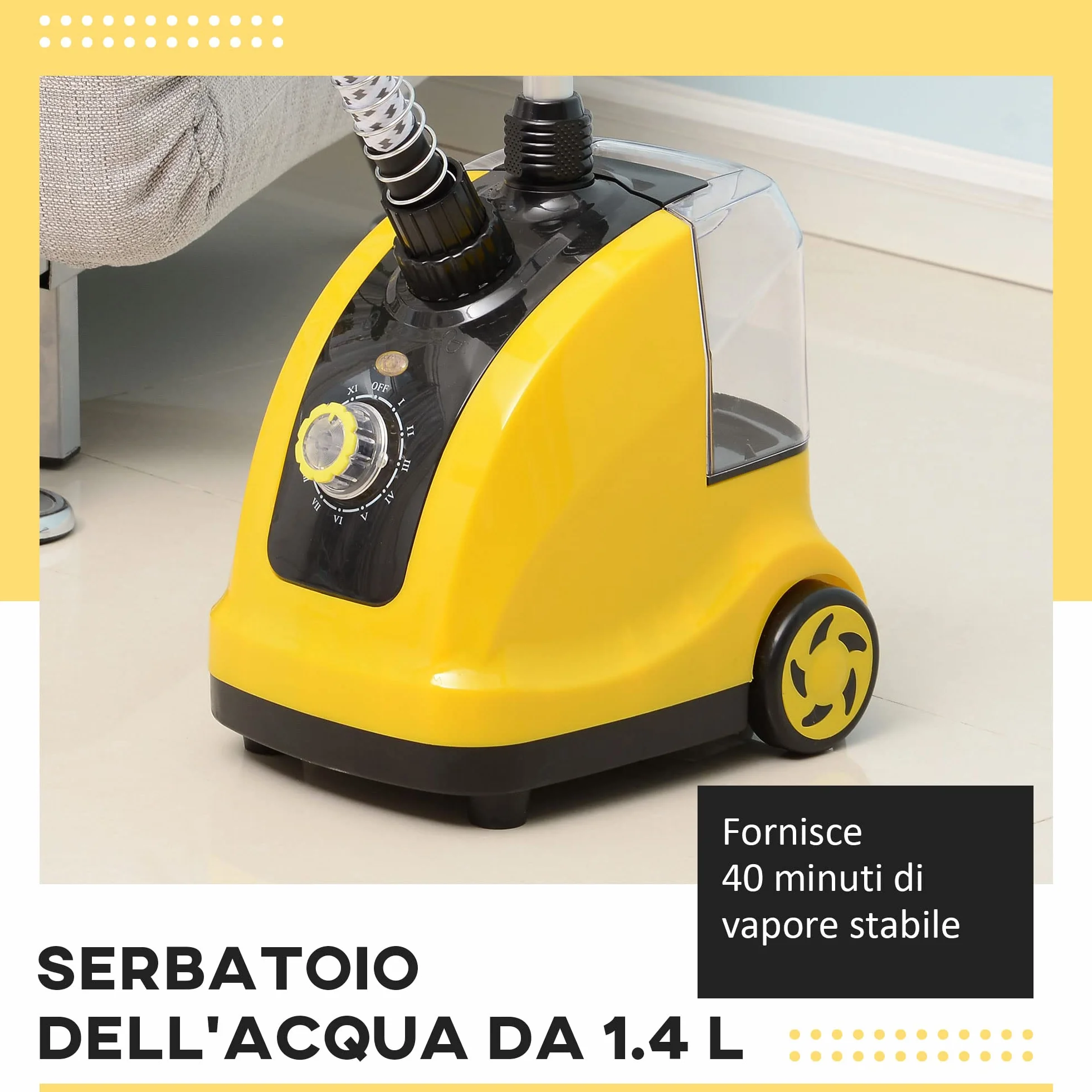 HOMCOM Stiratrice a Vapore Verticale 1.4L 1950W