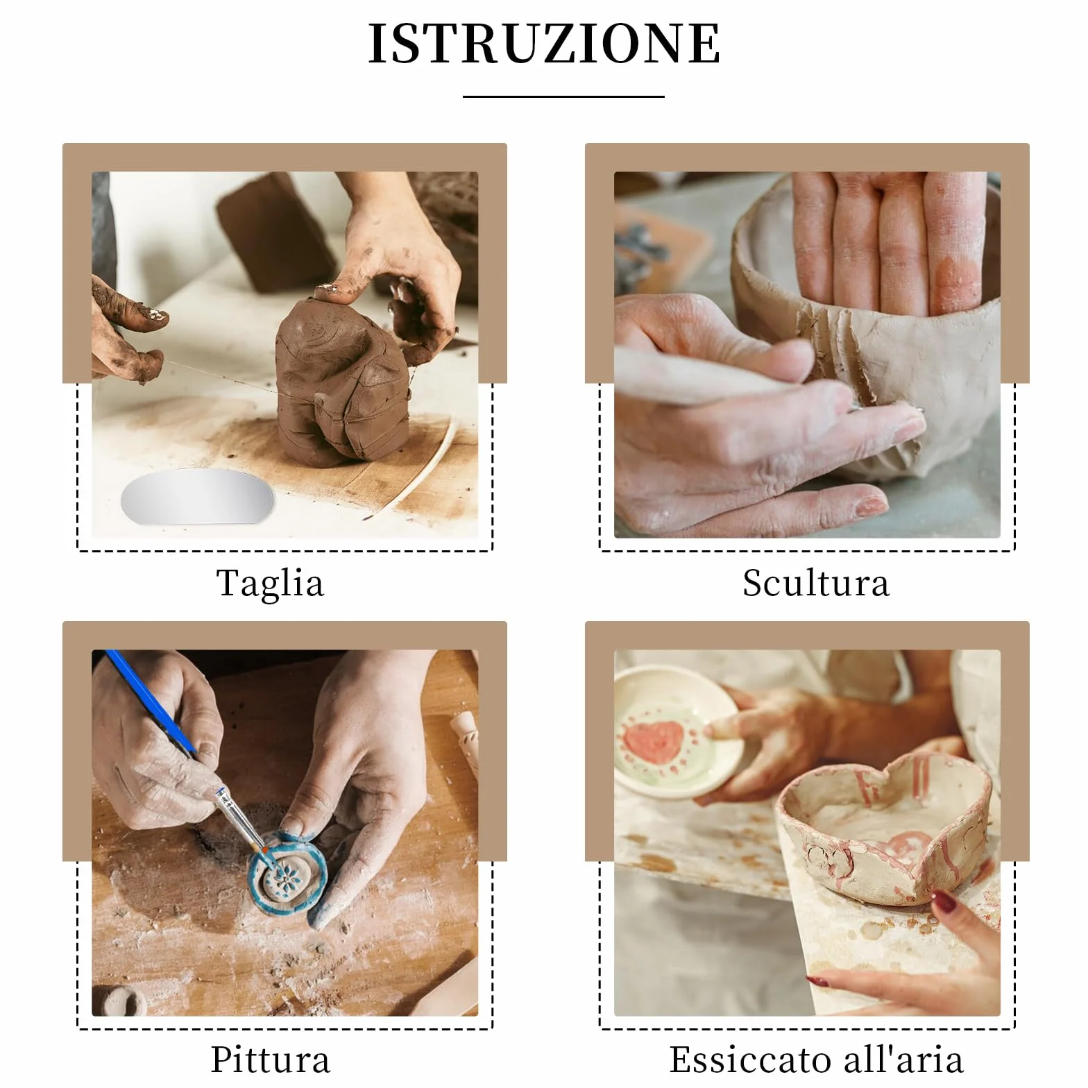 Kit Ceramica Fai da Te per Principianti, Set Argilla Senza Cottura Essiccata all'Aria