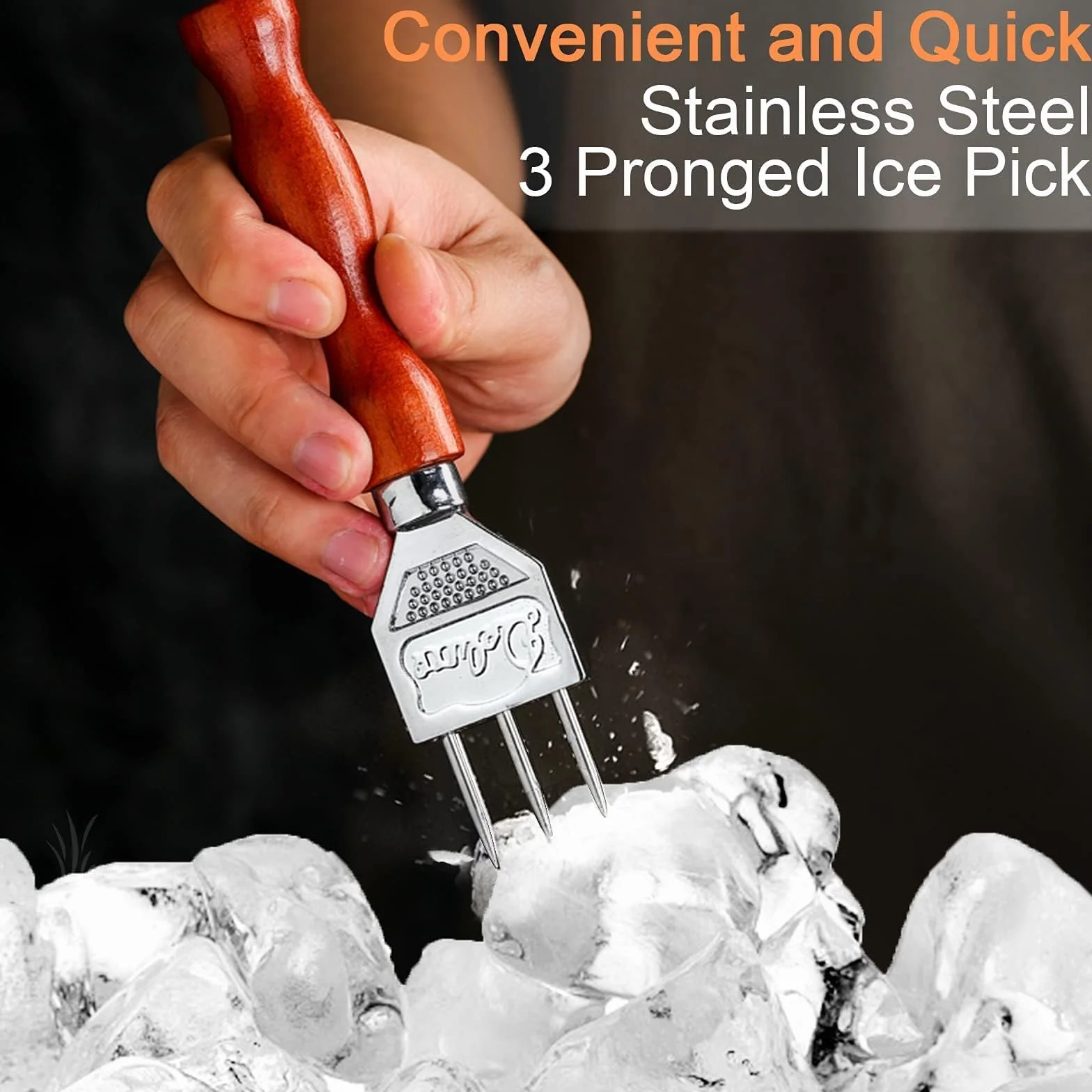 Ice Pick Set di 2 con Manico in Legno, Cippatrice per Il Ghiaccio 304 in Acciaio Inox,Tritaghiaccio,Scalpello per Ghiaccio, Ghiaccio Tritato, di sicurezza per bar da cucina
