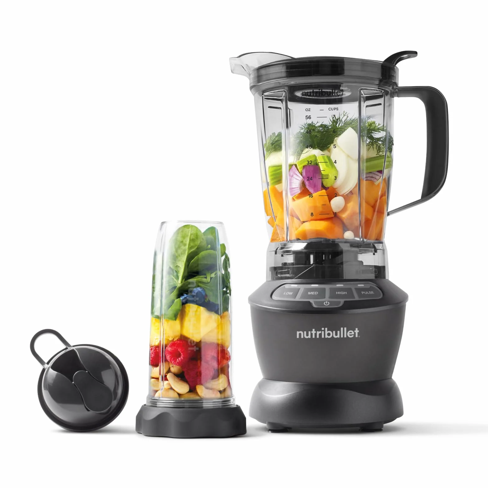 nutribullet Full Size Blender Combo, Frullatore Elettrico, Tritatutto Multifunzione, Professionale, Con Tre Bicchieri di cui uno da 1,8 L Senza BPA, Potenza 1200 Watt, NBF500MB
