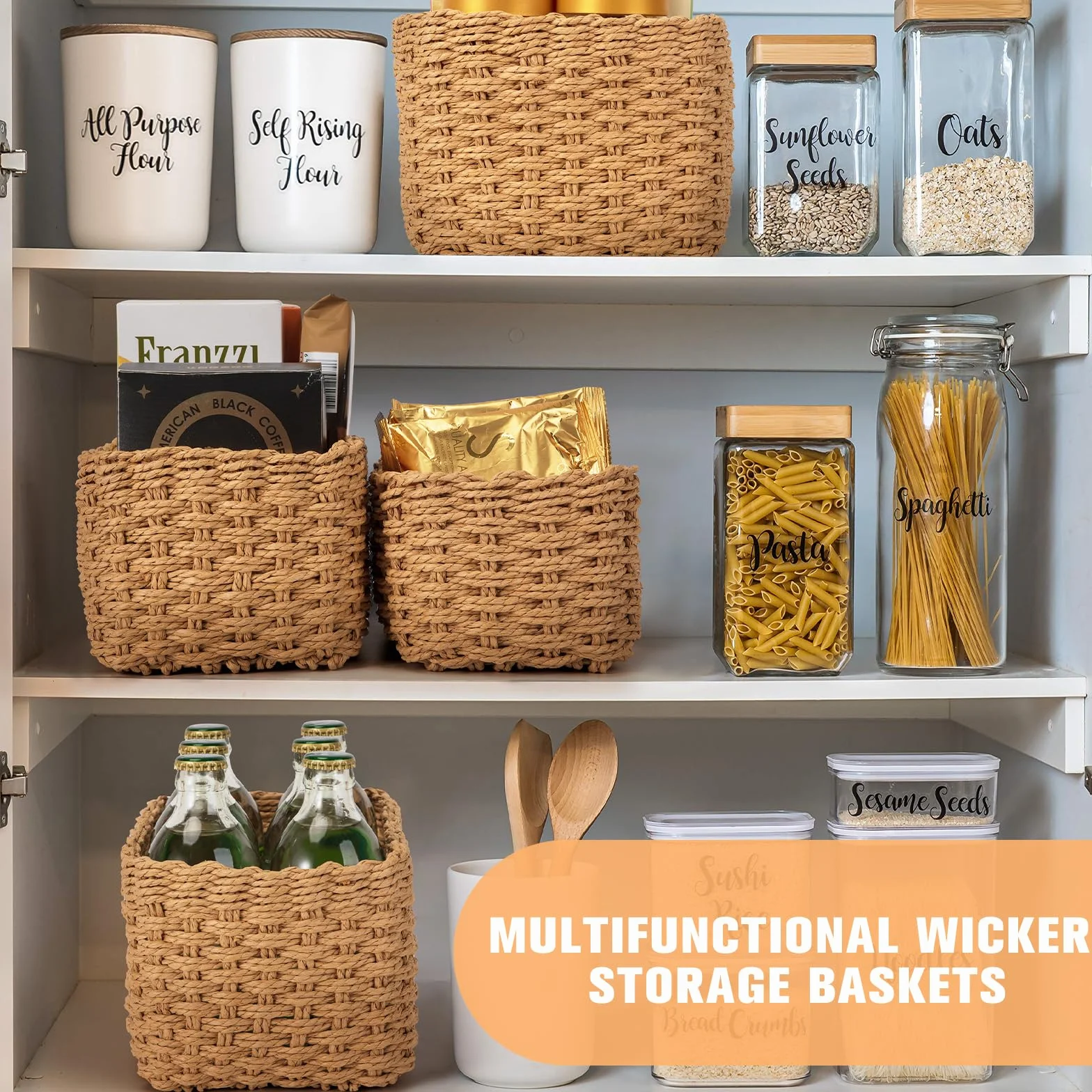 Set di 4 Ceste Portaoggetti in Vimini per Organizzazione e Decorazione