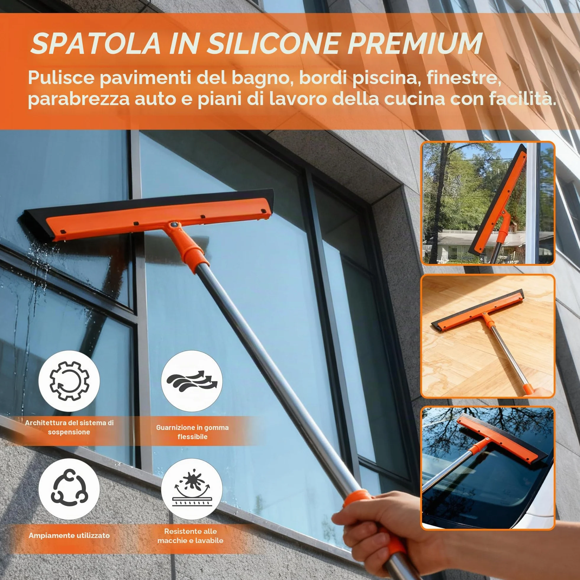 Spolverino Telescopico da 6 m, Strumento di Pulizia con Manico Estensibile (da 1,5 a 4,9 m), Panni per Spolverare Flessibili Riutilizzabili, Adatto per Interni ed Esterni