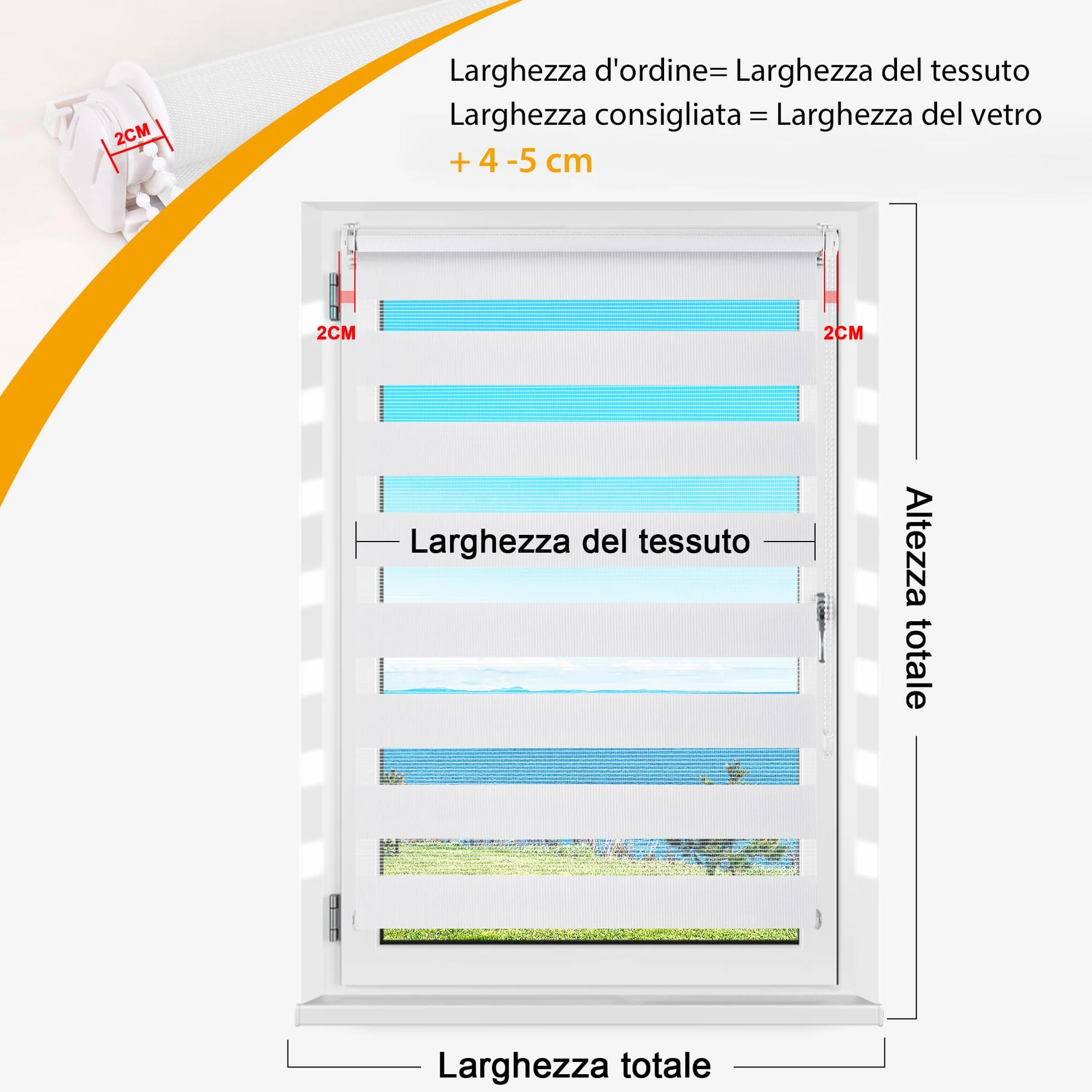 HOMEDEMO Tenda a rullo per interni Doppio Strato Senza Foratura, 50L x 230A cm, Bianco, Oscurante Giorno e Notte