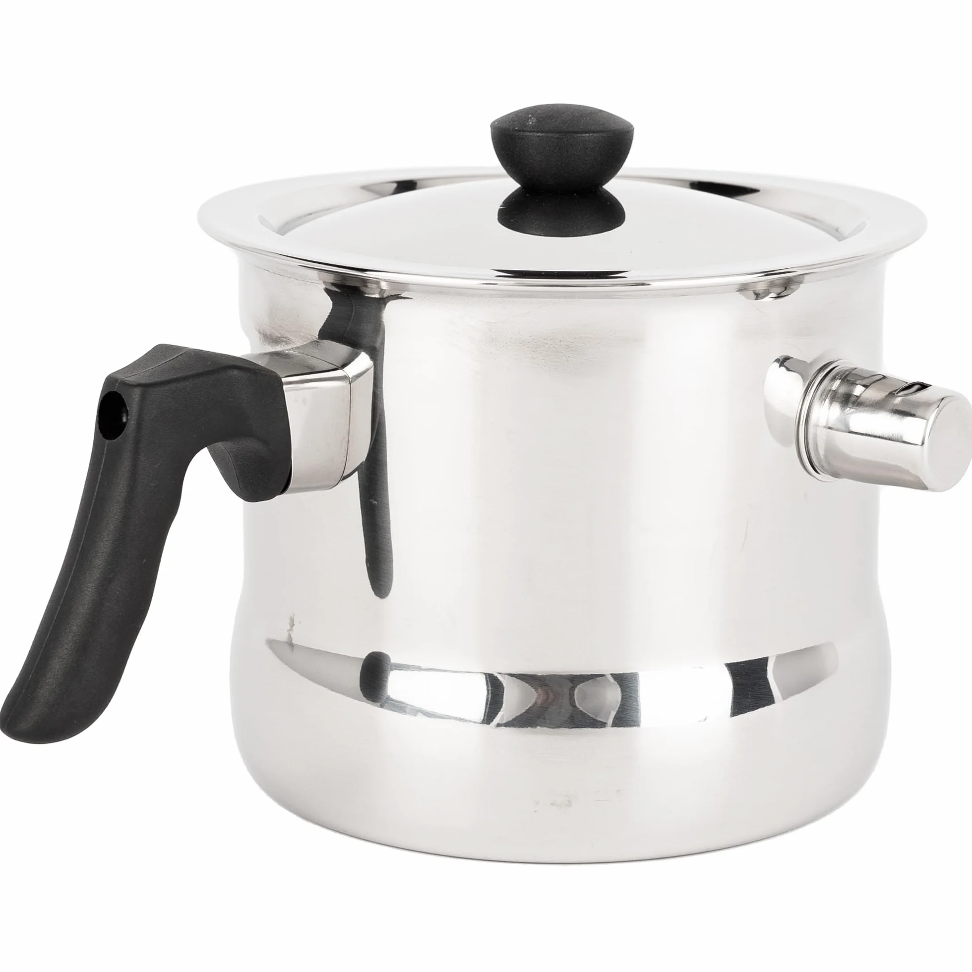 KARL HAUSMANN Pentolino Latte 1,5L con Fischio, Coperchio e Scala Graduata - Bollilatte Acciaio Inox Doppia Parete, Bagnomaria, Antibruciatura, Induzione, Gas, Vetroceramica
