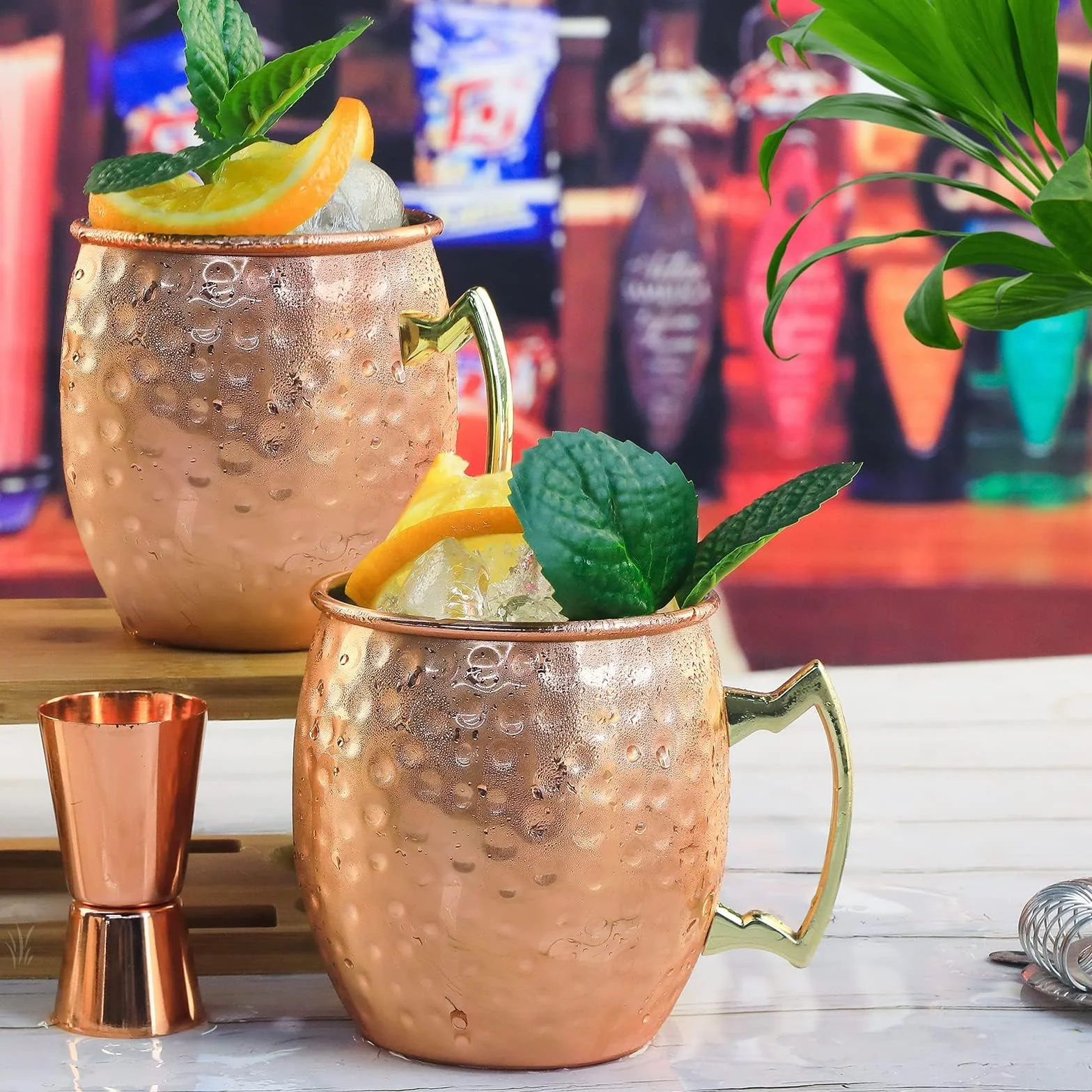 Set di 2 tazze per Moscow Mule in rame 532 ml acciaio inossidabile martellate cocktail