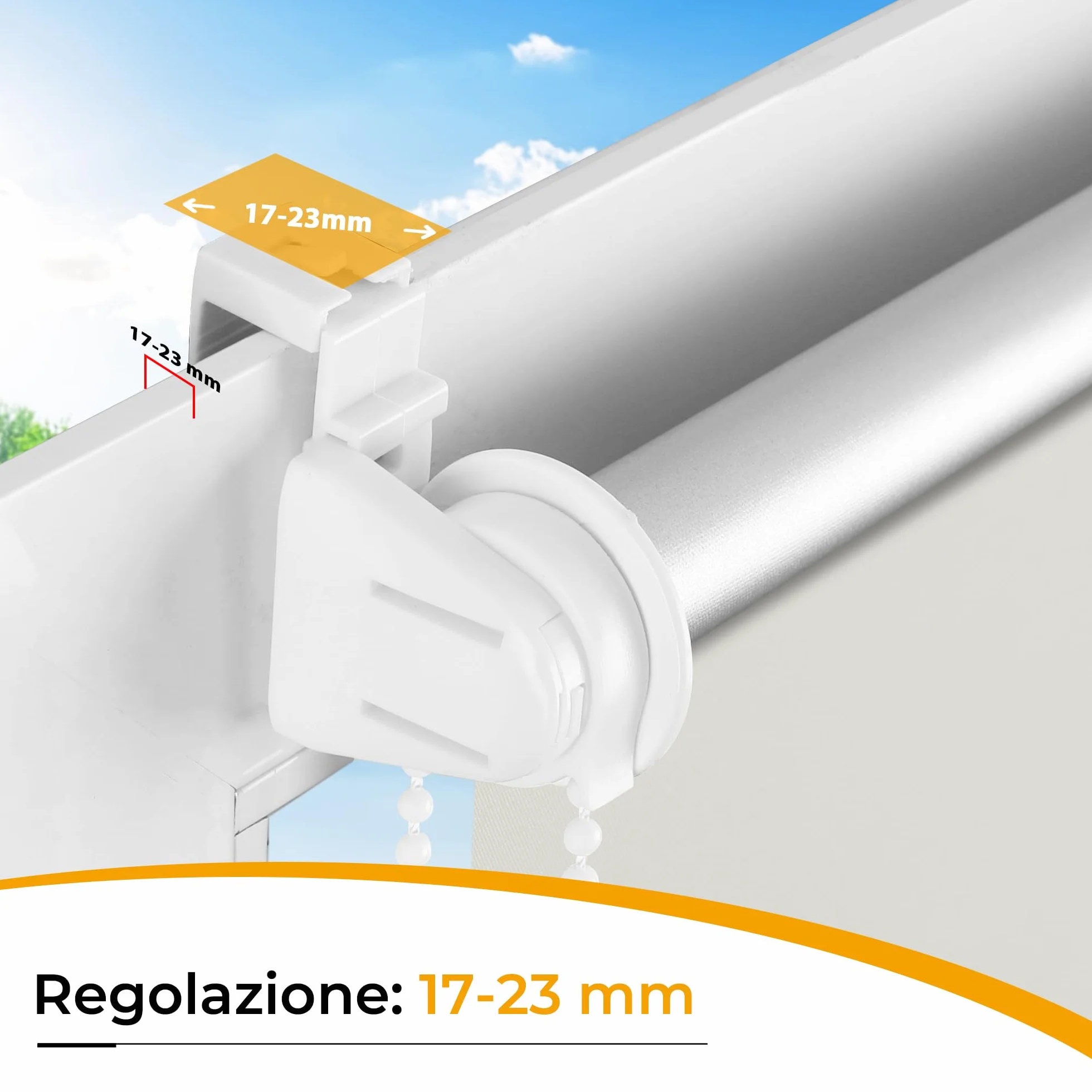HOMEDEMO Tenda a rullo oscurante 40x230cm Bianco Crema per interni senza foratura