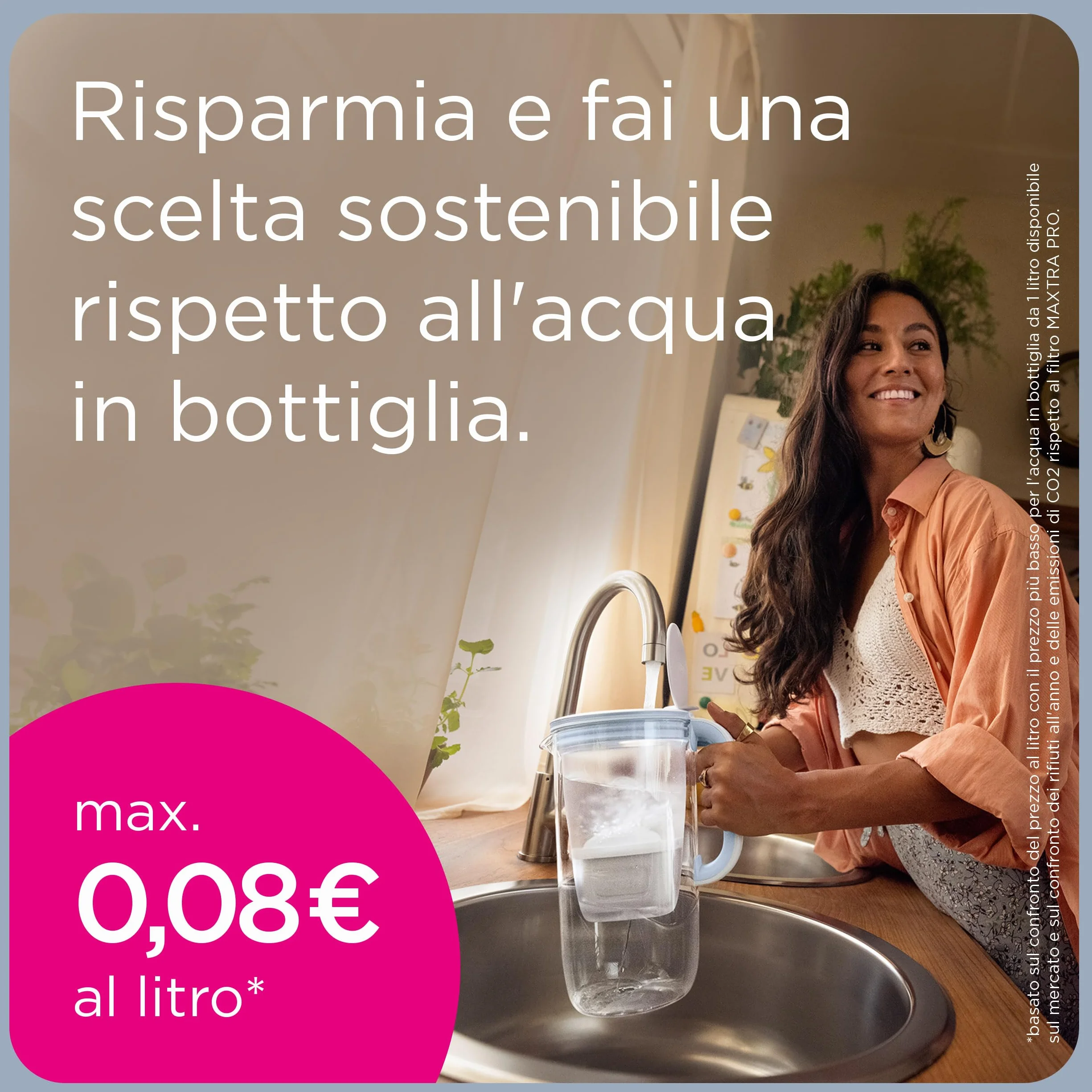 BRITA Caraffa filtrante Aluna bianca 2.4L con filtro MAXTRA PRO All-in-1 riduce cloro calcare PFAS Memo digitale