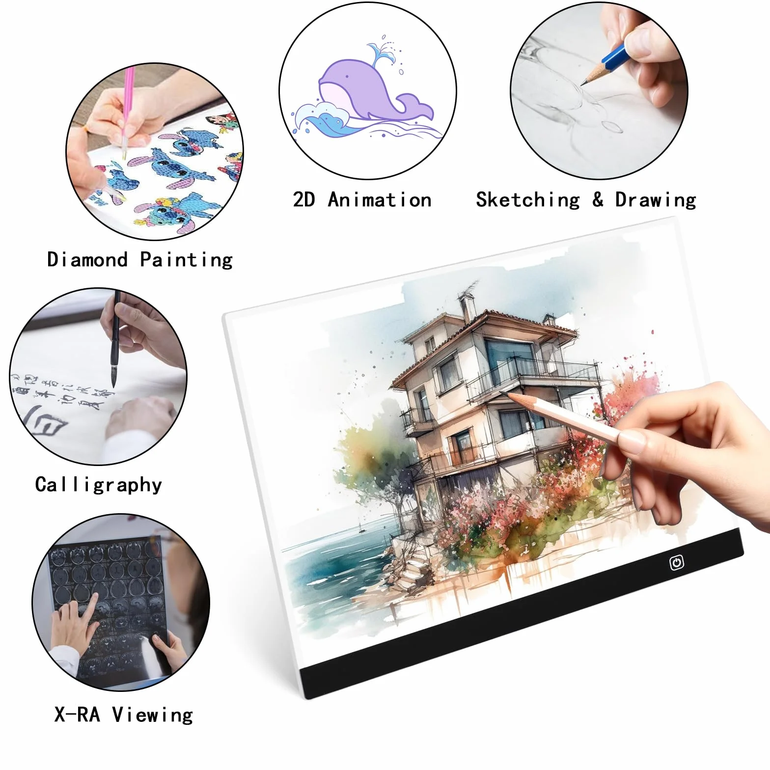 Coolzon A3 Tavoletta Luminosa LED Light Pad con Luminosità Regolabile per Animazione, Disegno