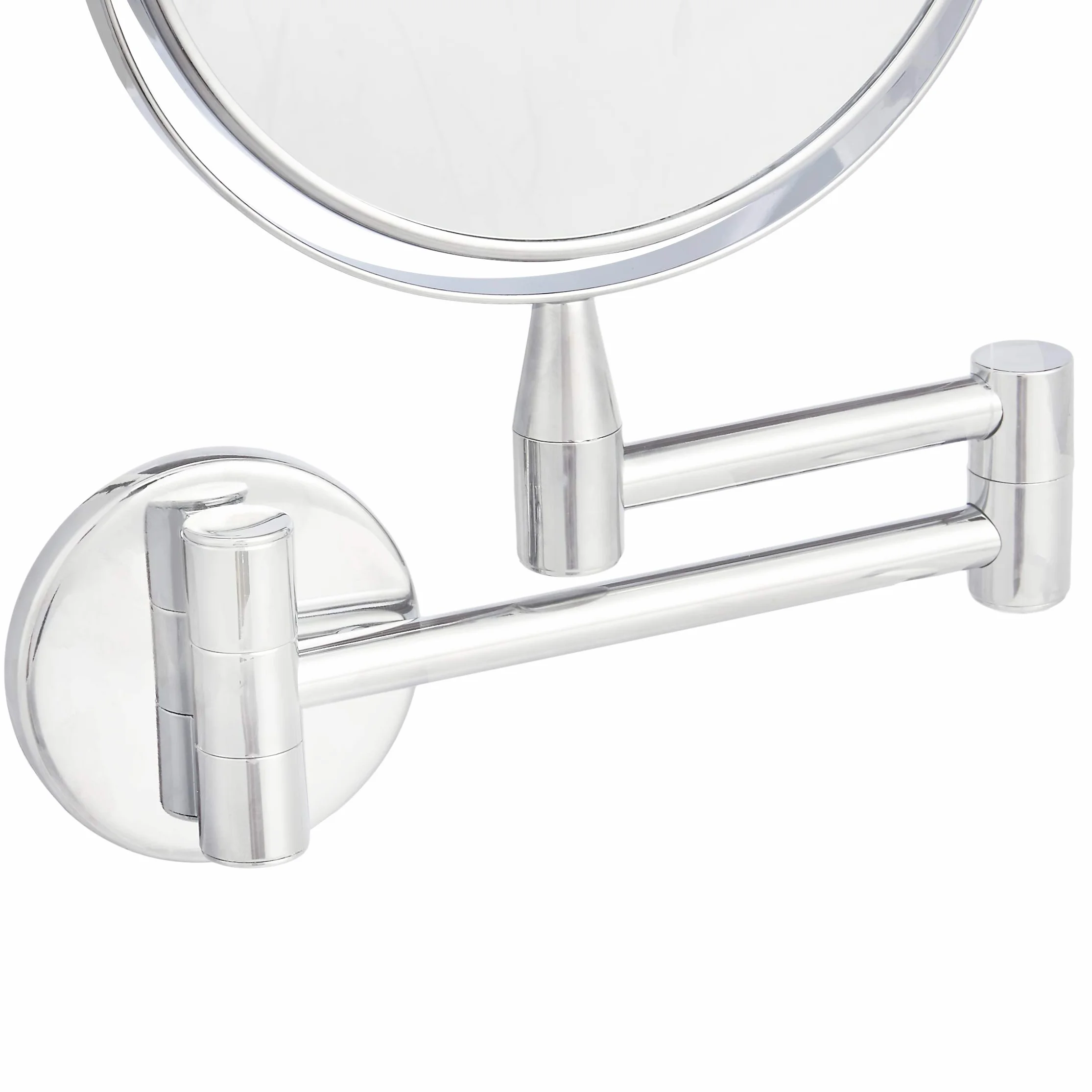 Amazon Basics Rotondo Specchio cosmetico da parete, ingrandimento 1x/5x, Cromo, 15.2 x 1.18 cm