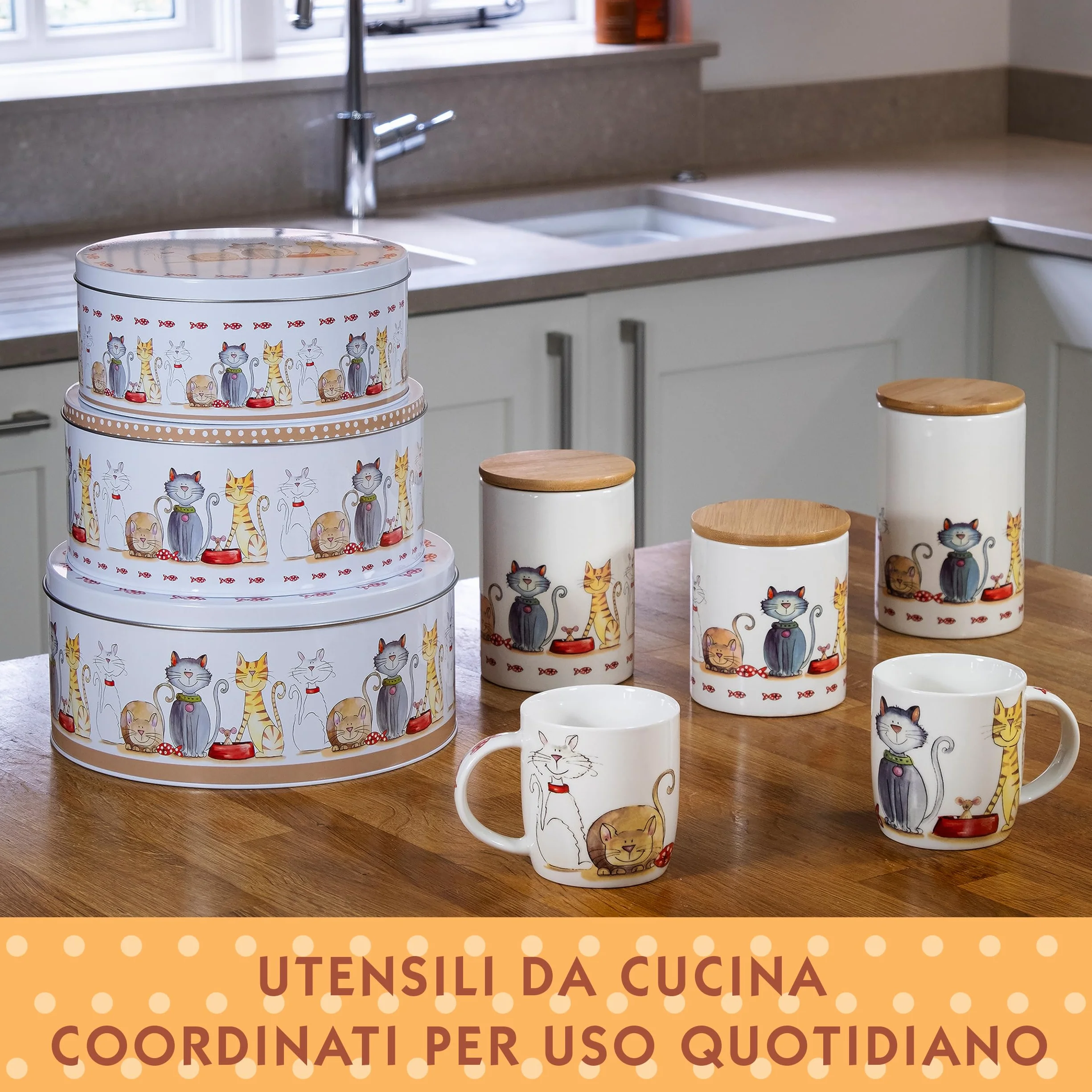 Set di 4 Tazze Gatto da Caffè in Ceramica 350 ml per Caffè e Tè, Regalo per Gattara