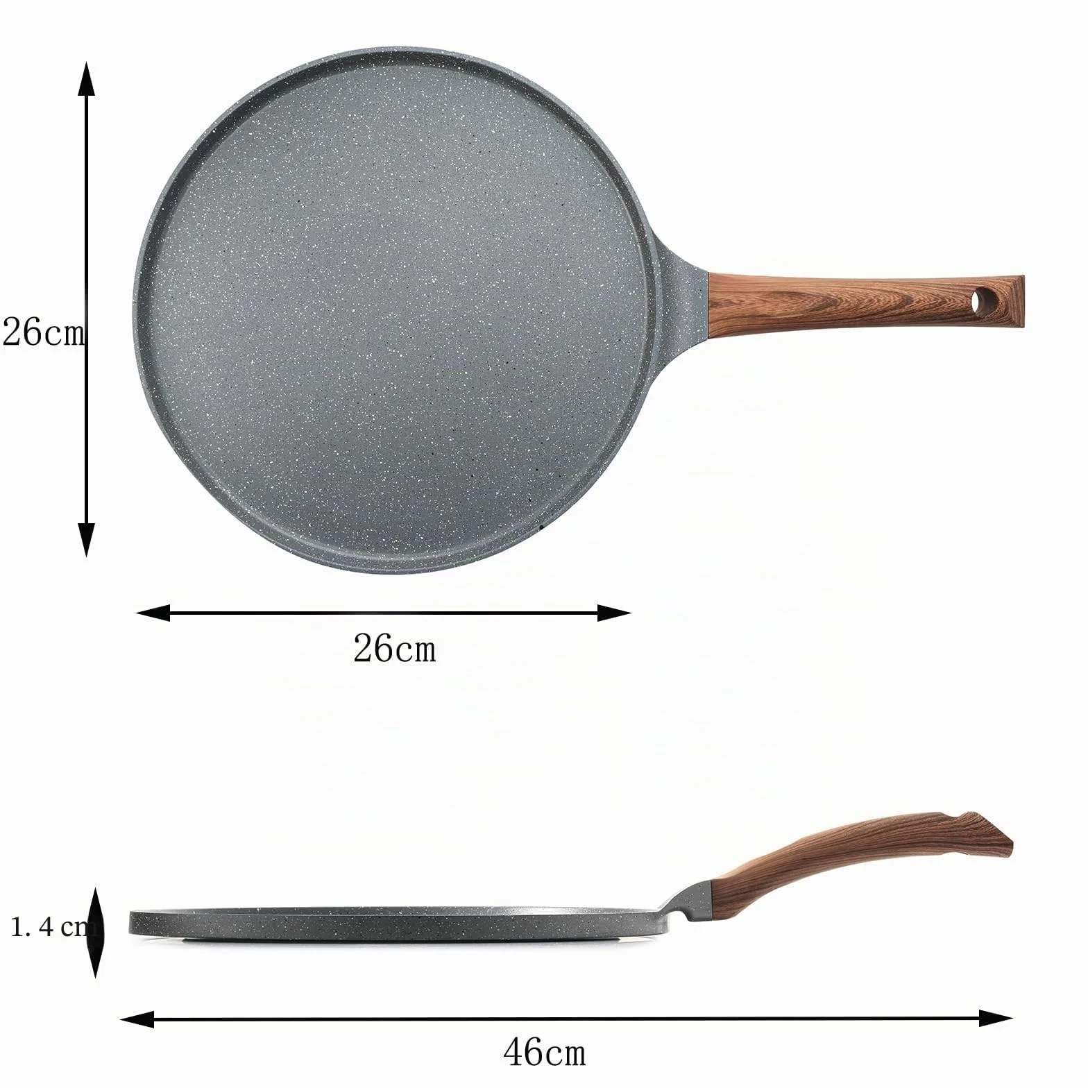 SENSARTE Padella per Crepe 26cm Antiaderente Granito Crepiera con Distributore Impasti Induzione