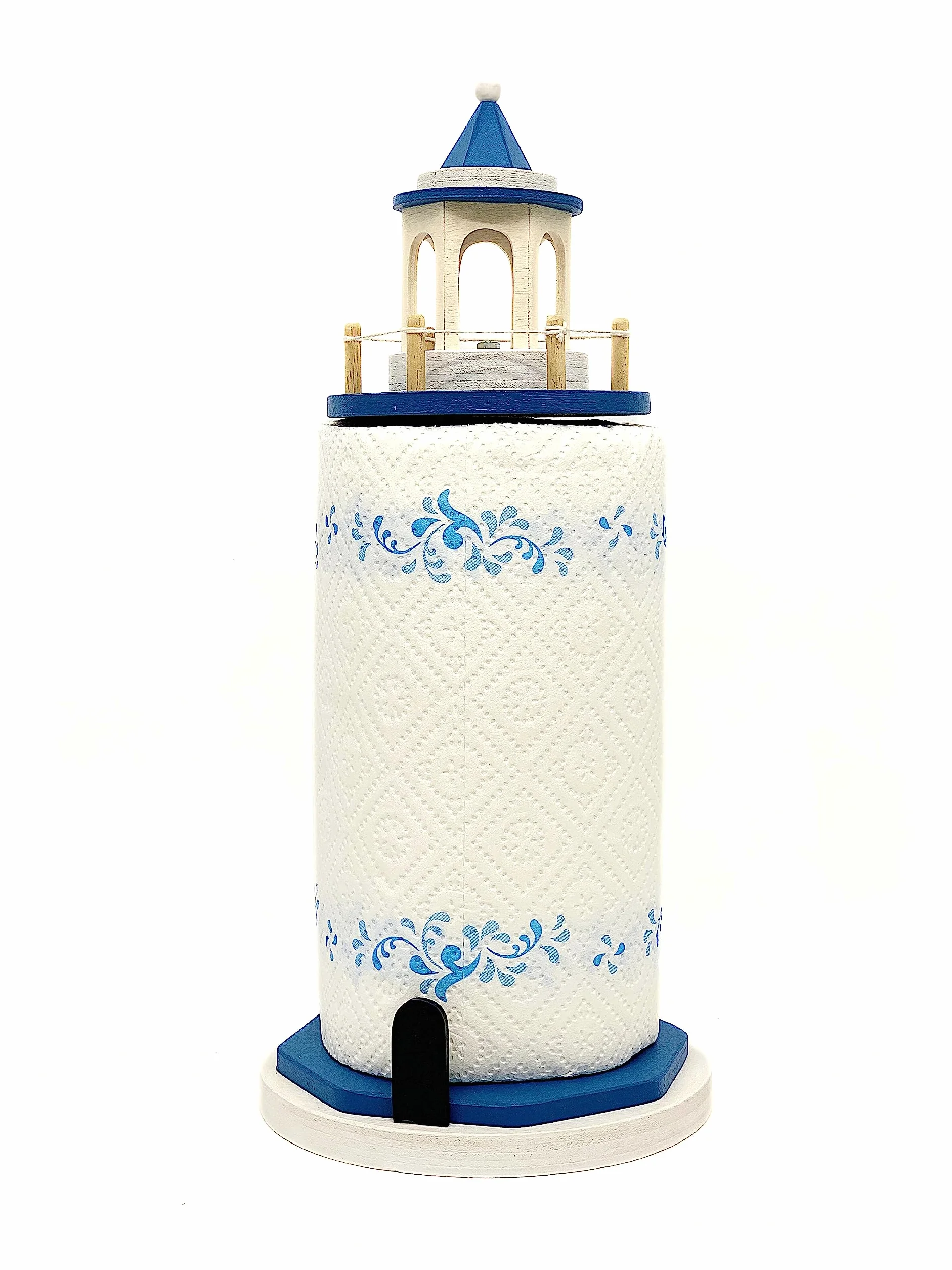 Porta rotolo carta da cucina, porta rotolo per casa, portarotolo legno blu azzurro, faro nautico in stile marino, arredo cucina, portarotolo carta, regalo per mamma