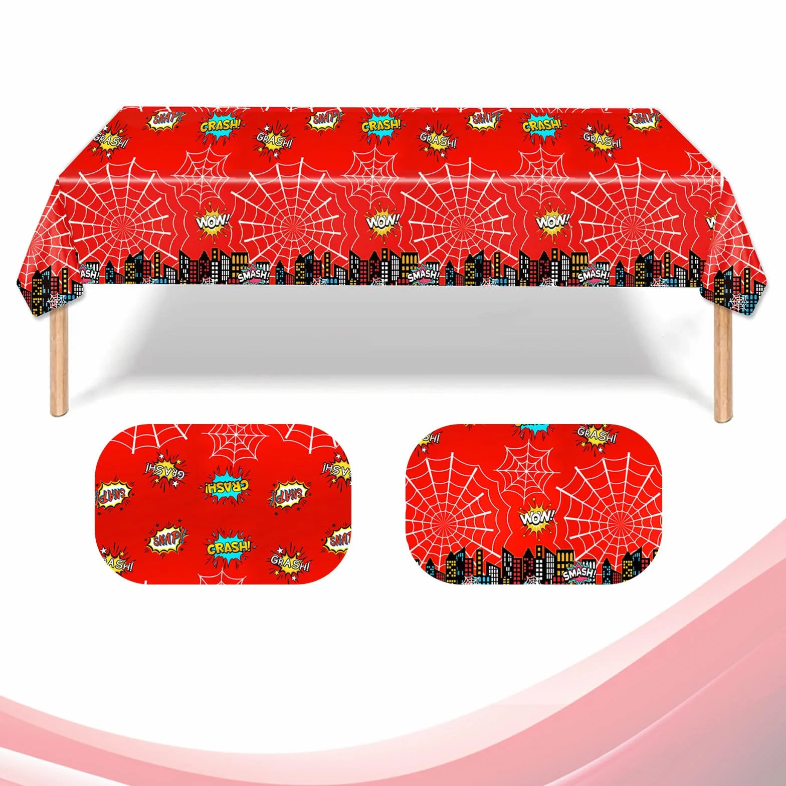 BOXOB 2pz Tovaglia Spider, 108x180cm Tovaglia a Forma di Ragno Impermeabile Decorazioni per Feste di Compleanno a Tema per Bambini e Bambine