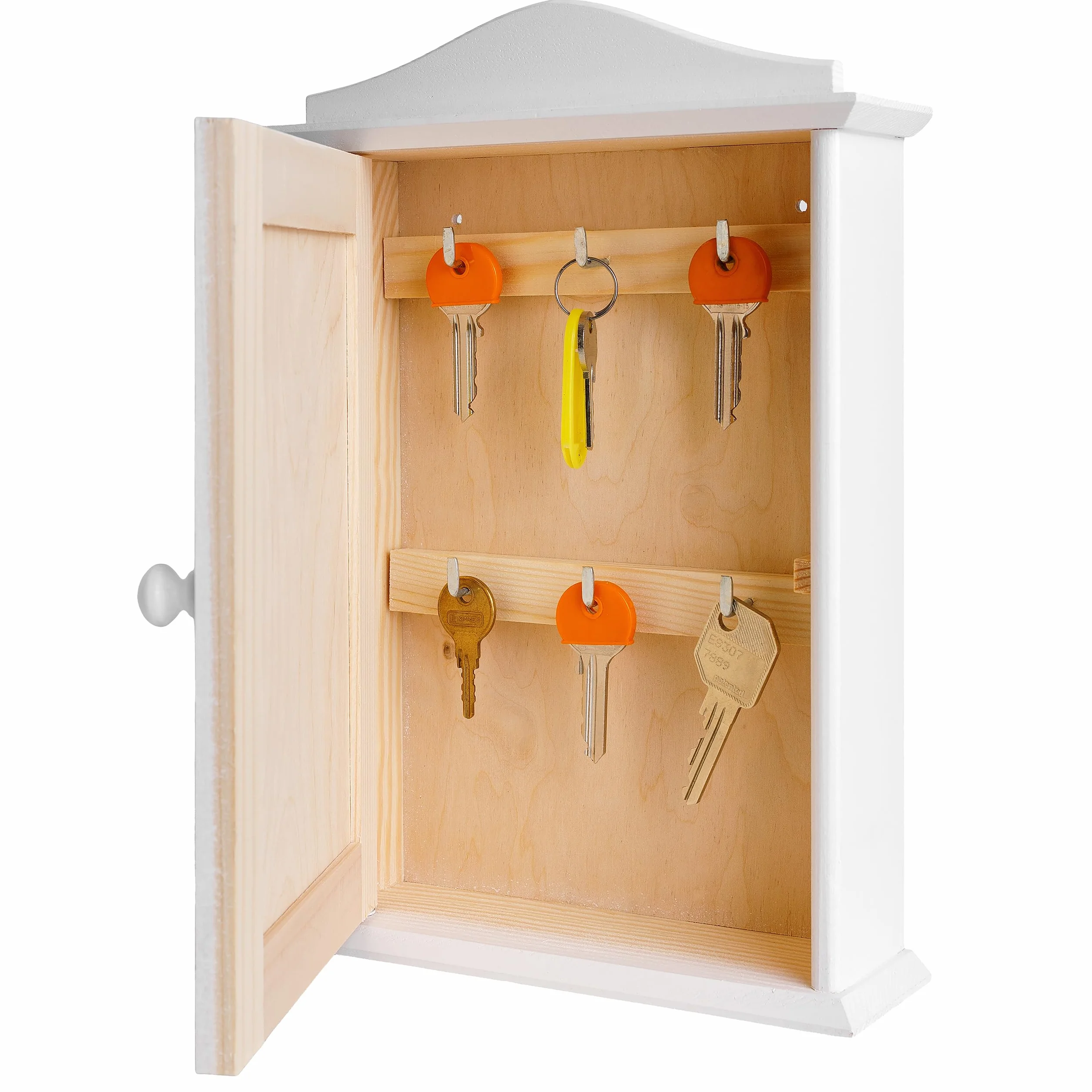 Creative Deco Decorativa Cassetta Portachiavi Bianca in Legno con 6 Ganci | 20 x 6 x 29,5 cm | Appendichiavi Bianco | Scatola Portachiavi Bianca con Ganci, Ideale per Conservazione e Decorazione