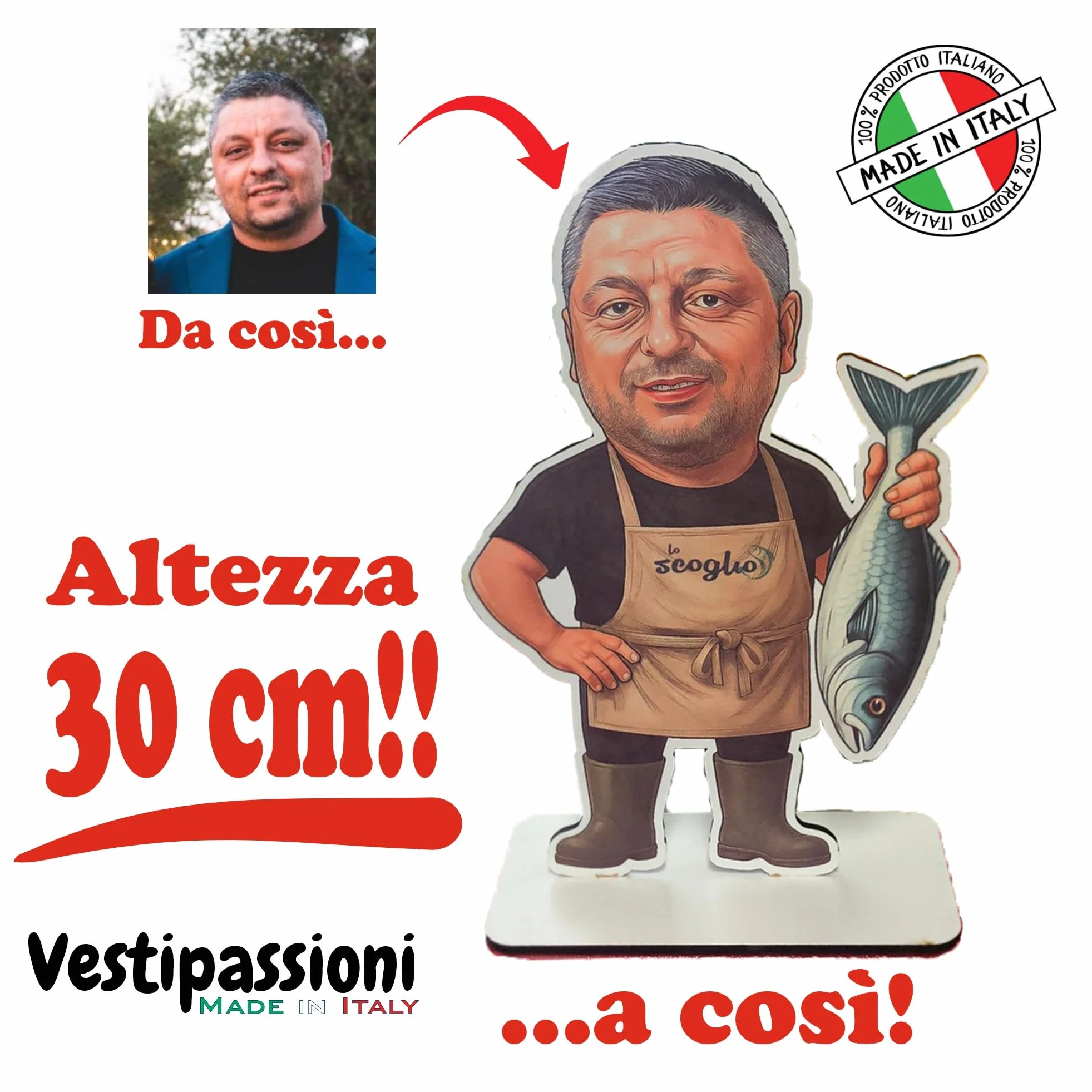 Personalizzata Caricatura su MDF 30 cm Regalo Originale Uomo Donna