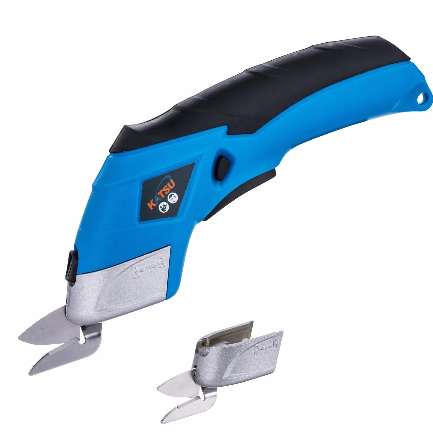 KATSU Tools Forbici Elettriche Cutter per Tessuti 3,6V Ricaricabile con 2 Teste da Taglio in Acciaio