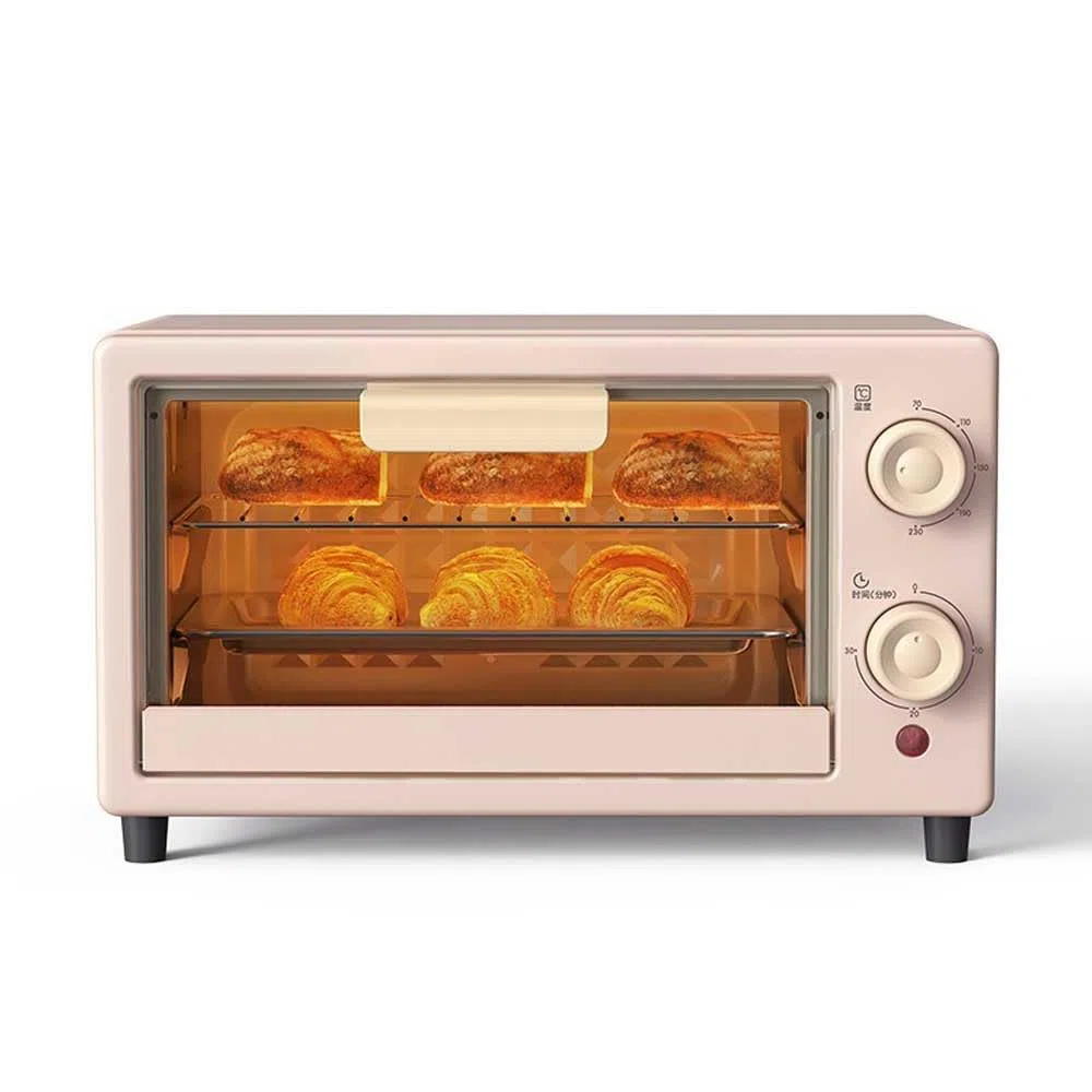 Mini forno, forno elettrico del tostapane della friggitrice dell'aria, capacità automatica pizza dei biscotti del pane casa del riscaldamento di cottura del forno da tavolo multifunzionale,Rosa