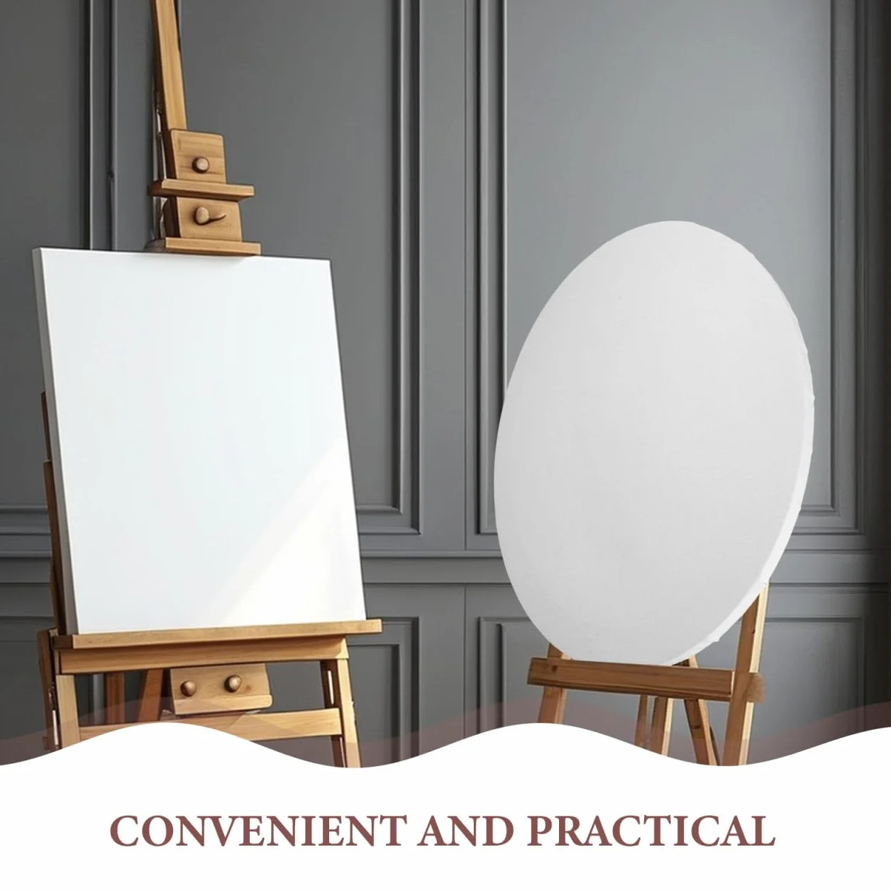Tela ovale di lino 50 x 40 cm per pittura ad olio, acrilico e guazzo