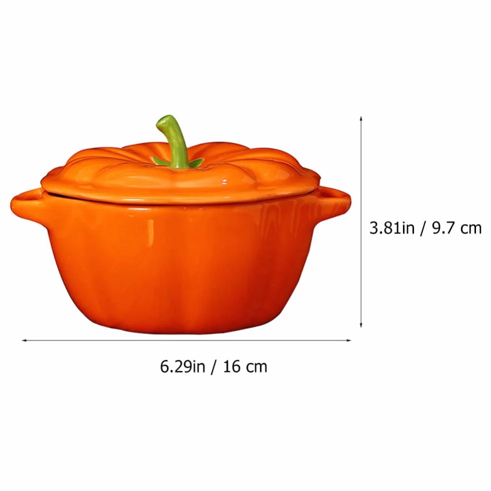 Zucca Cocotte Forno Ceramica Zuppa Terrina con Coperchio Arancione