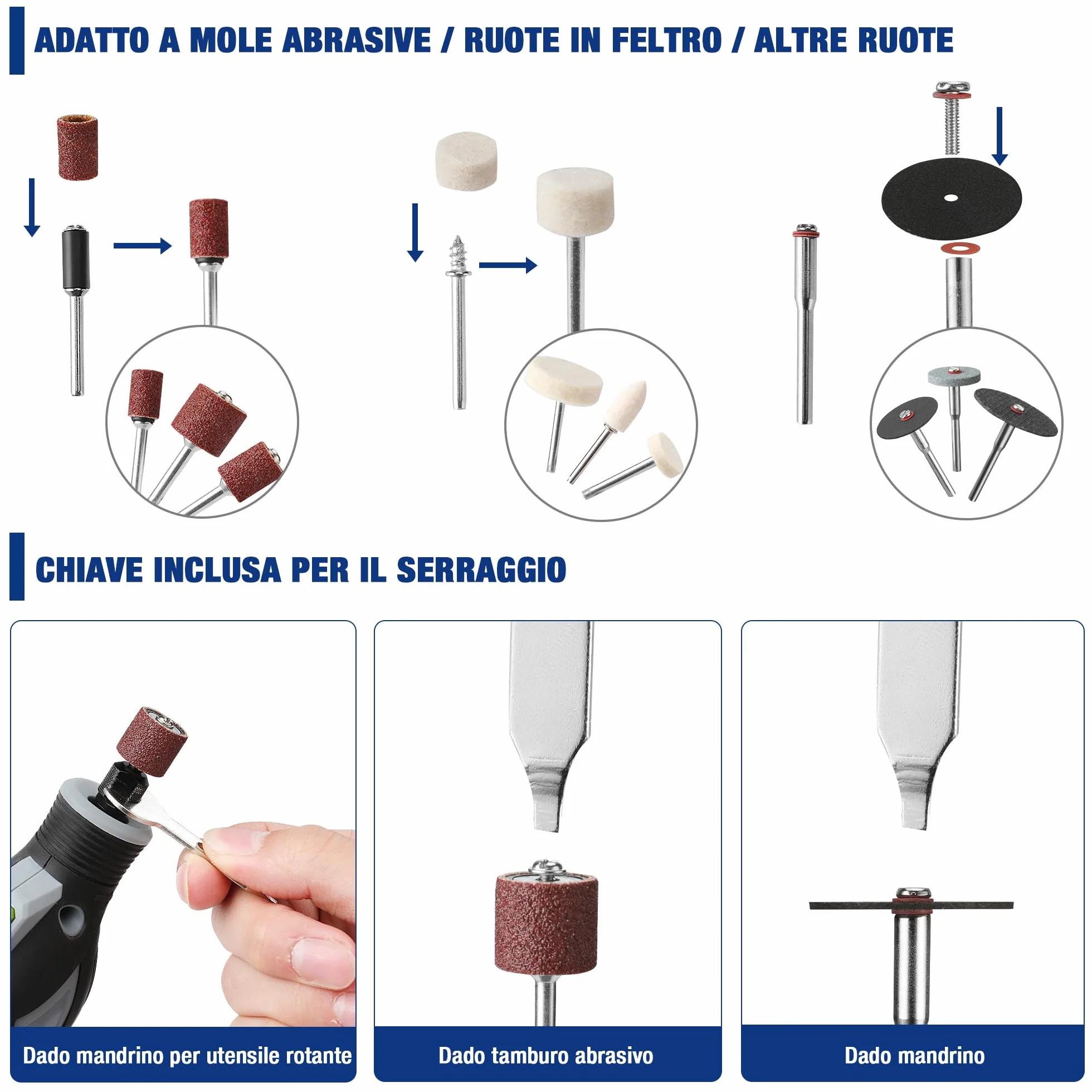 WORKPRO Set 476 Pezzi Accessori Utensili Rotanti Universali Taglio Incisione Smerigliatura