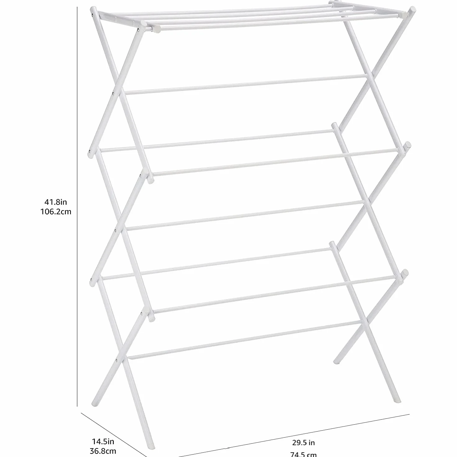 Amazon Basics Stendibiancheria pieghevole, 41,8 x 74,9 x 106,2 cm, bianco