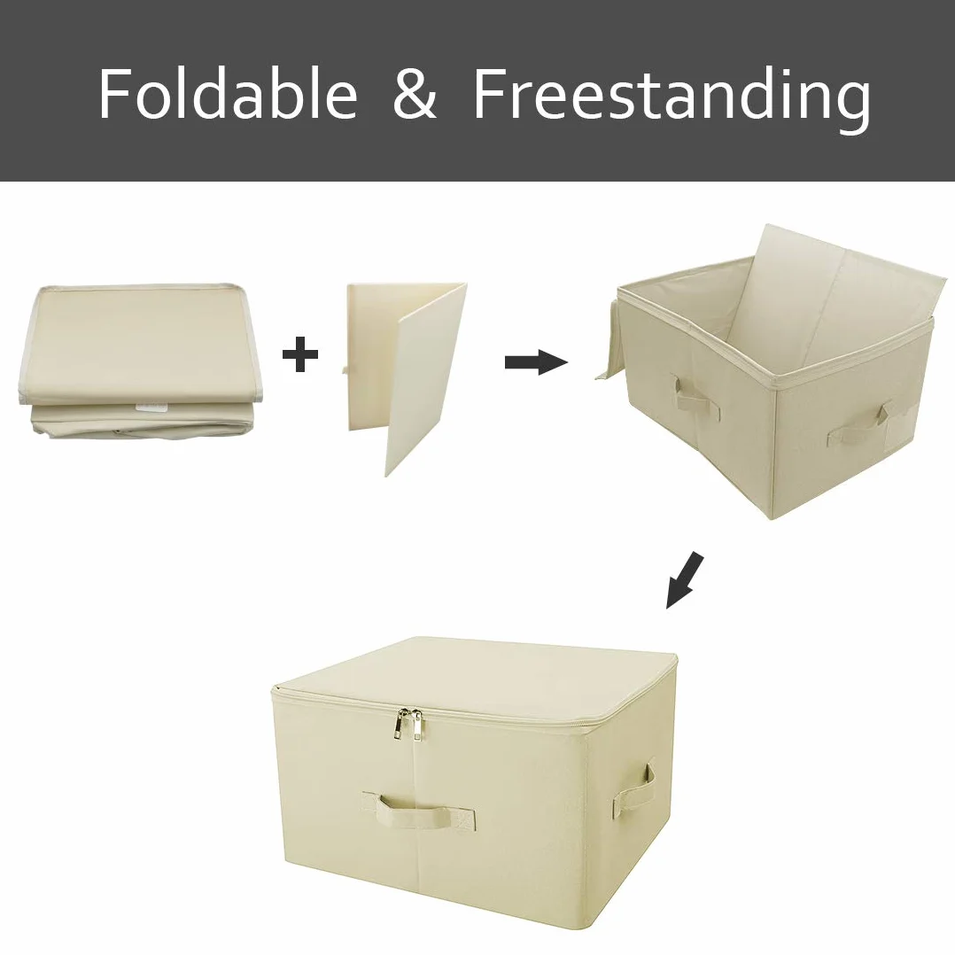 iwill CREATE PRO Jumbo Pieghevoli Contenitori di Stoccaggio con Lid, Beige, Confezione 2