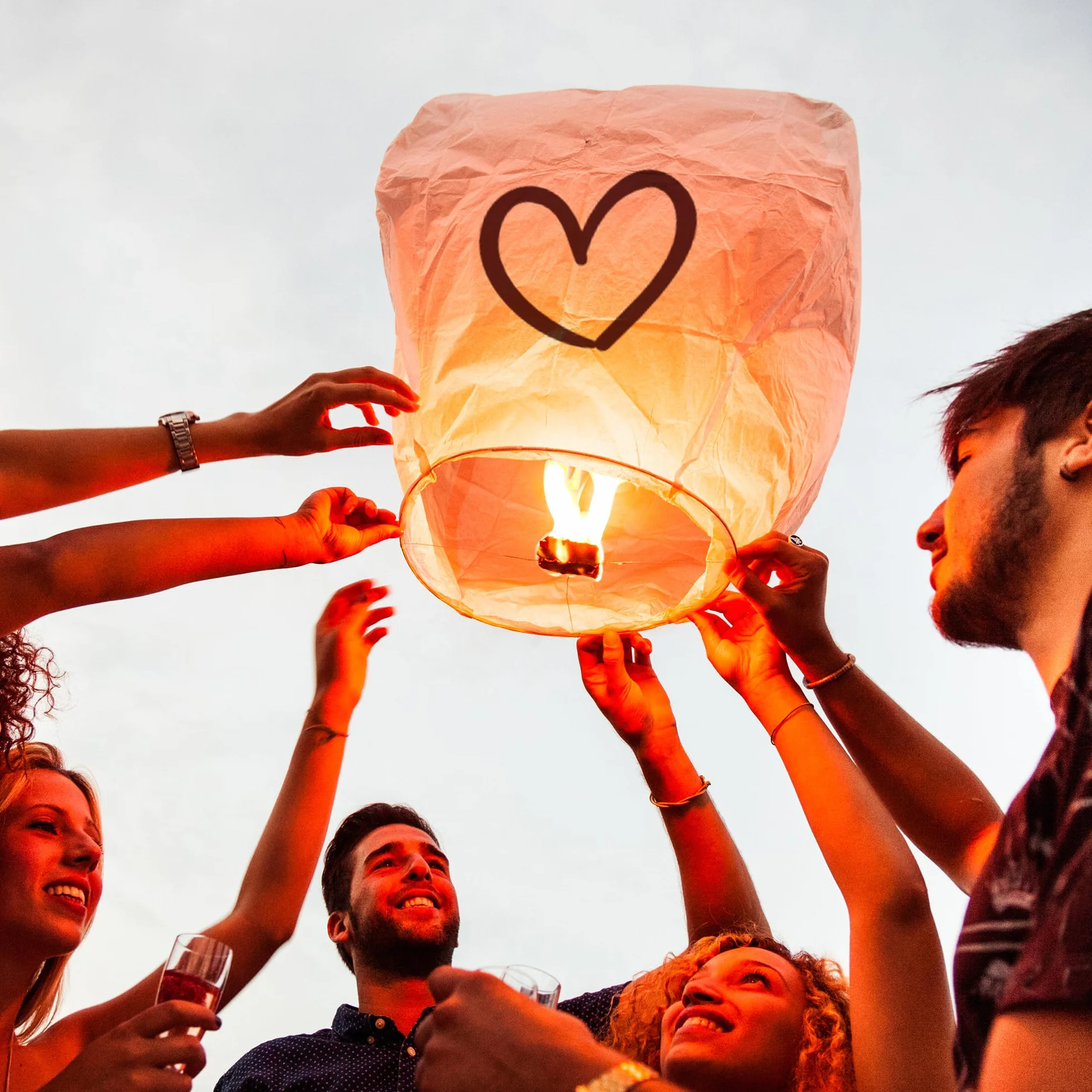 Lanterne Cinesi Volanti Bianche per Decorazioni Feste, 30 Pezzi