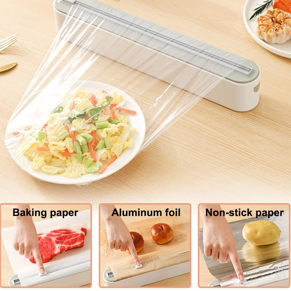 2 dispenser magnetico per pellicole salvafreschezza con taglierino, dispenser e dispenser per pellicola di alluminio, dispenser di pellicola in alluminio e dispenser di pellicola fresca, per cucina