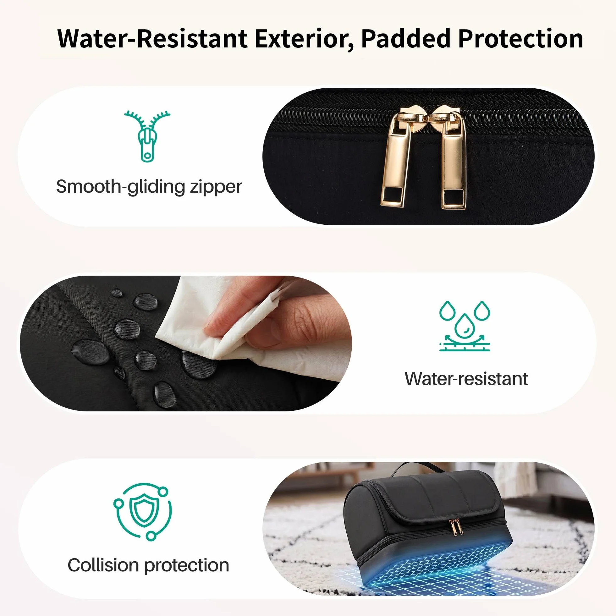 Custodia da viaggio da appendere per asciugacapelli, compatibile con Dyson Airwrap e Shark FlexStyle, borsa organizer idrorepellente con divisorio, beauty case da viaggio