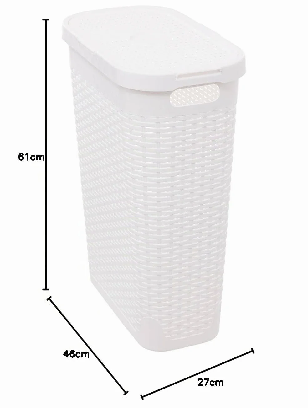 Cesto portabiancheria sottile in rattan 40L grigio bianco con fori di ventilazione