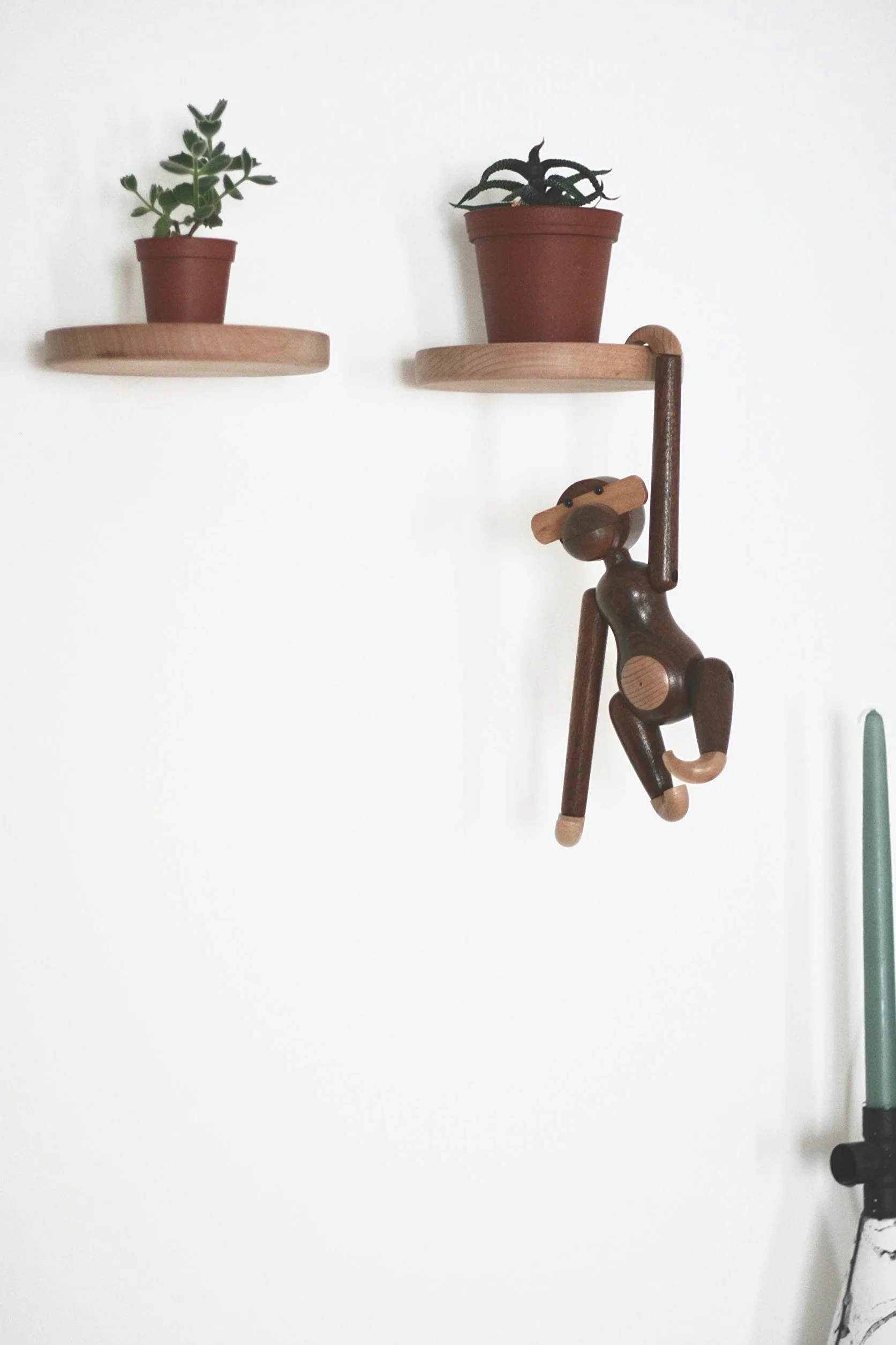 Scaffali da Parete Rotondi Galleggianti Decorazione Pannelli Legno Design Moderno Confezione da 2 Ø15 cm