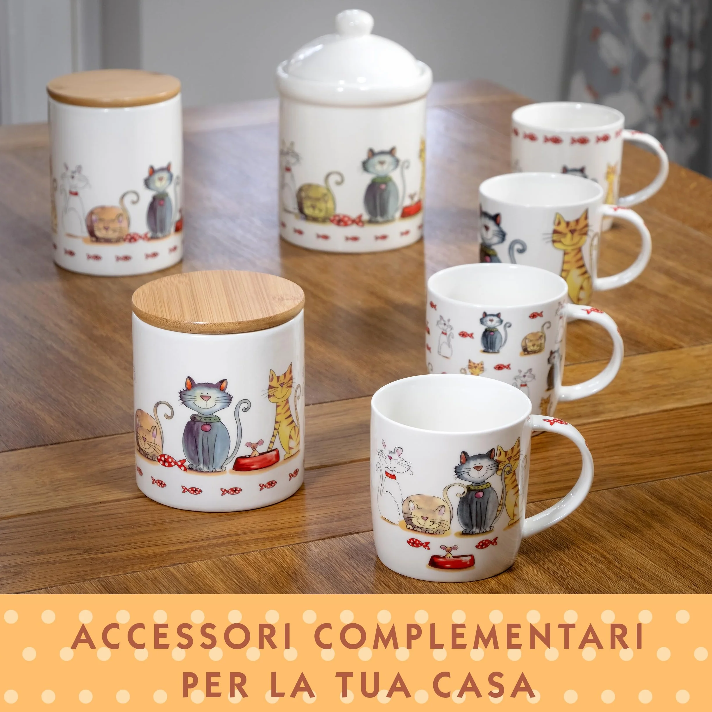 Set di 4 Tazze Gatto da Caffè in Ceramica 350 ml per Caffè e Tè, Regalo per Gattara