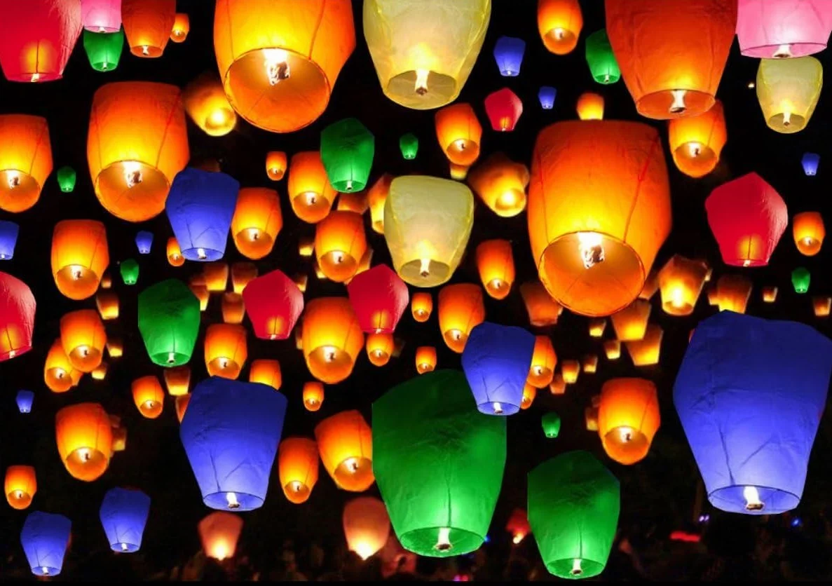 Lanterna Cinese Biodegradabile Mongolfiera Volante PARTYLANDIA CF 10pz Sky Lantern